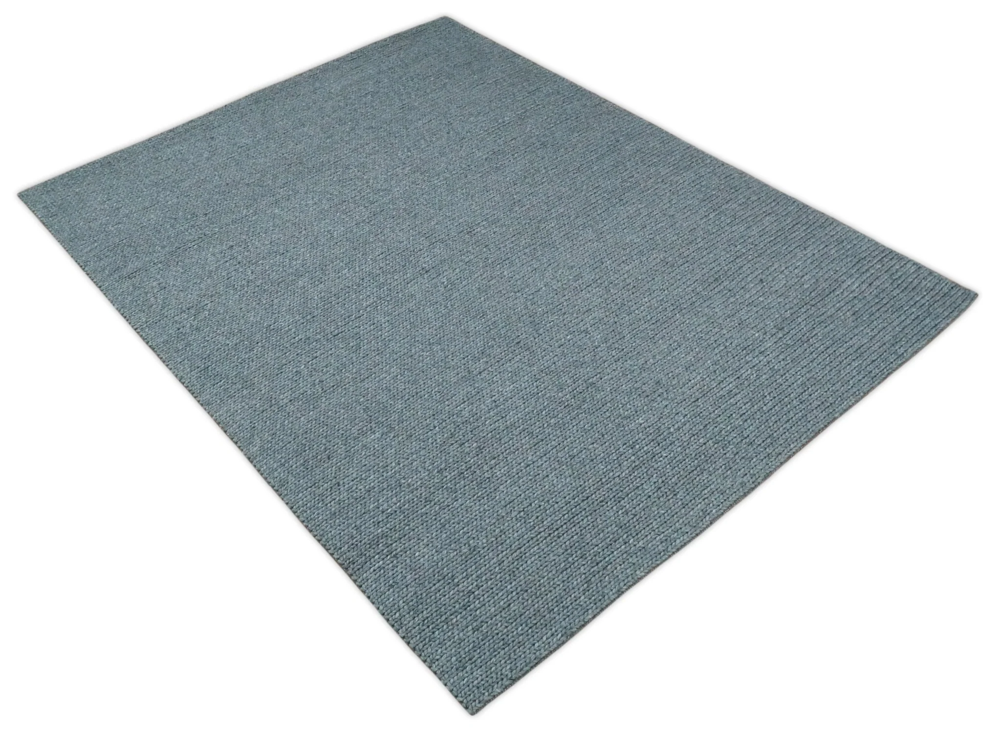 5x8 and 8x10 Braided Wool Solid Gray Felted Chunky Hand Woven Soft Plush Area Rug | DOV7 - Image 5
