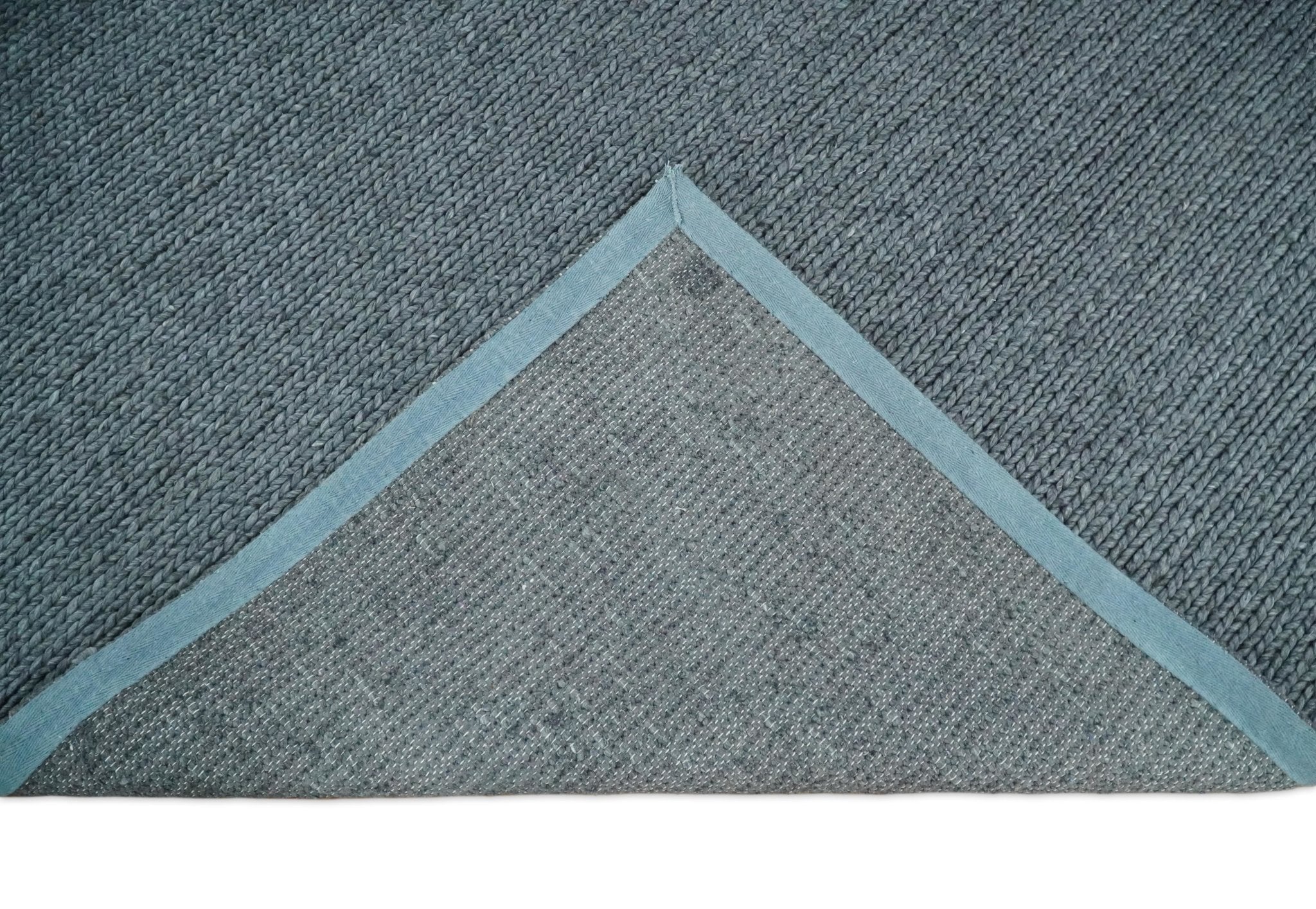 5x8 and 8x10 Braided Wool Solid Gray Felted Chunky Hand Woven Soft Plush Area Rug | DOV7 - Image 6