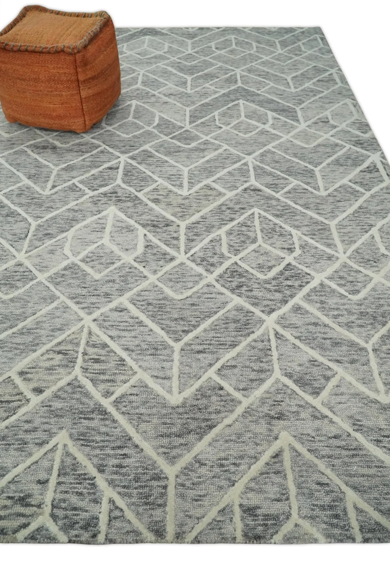 2.6x8, 6x6, 5x8, 6x9 and 8x11 Brown and Beige Hand Tufted Modern Geometric Wool Area Rug | TRD6373B - Image 3