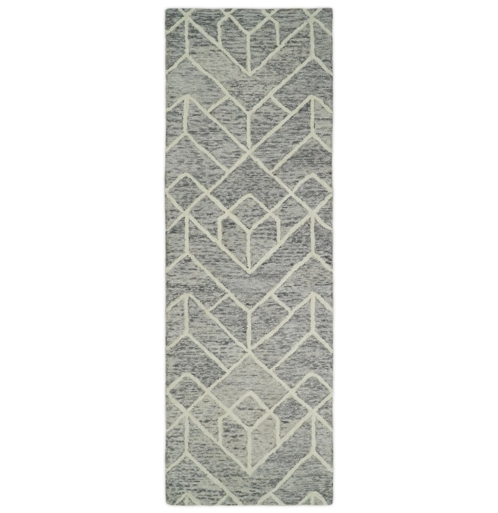 2.6x8, 6x6, 5x8, 6x9 and 8x11 Brown and Beige Hand Tufted Modern Geometric Wool Area Rug | TRD6373B - Image 6