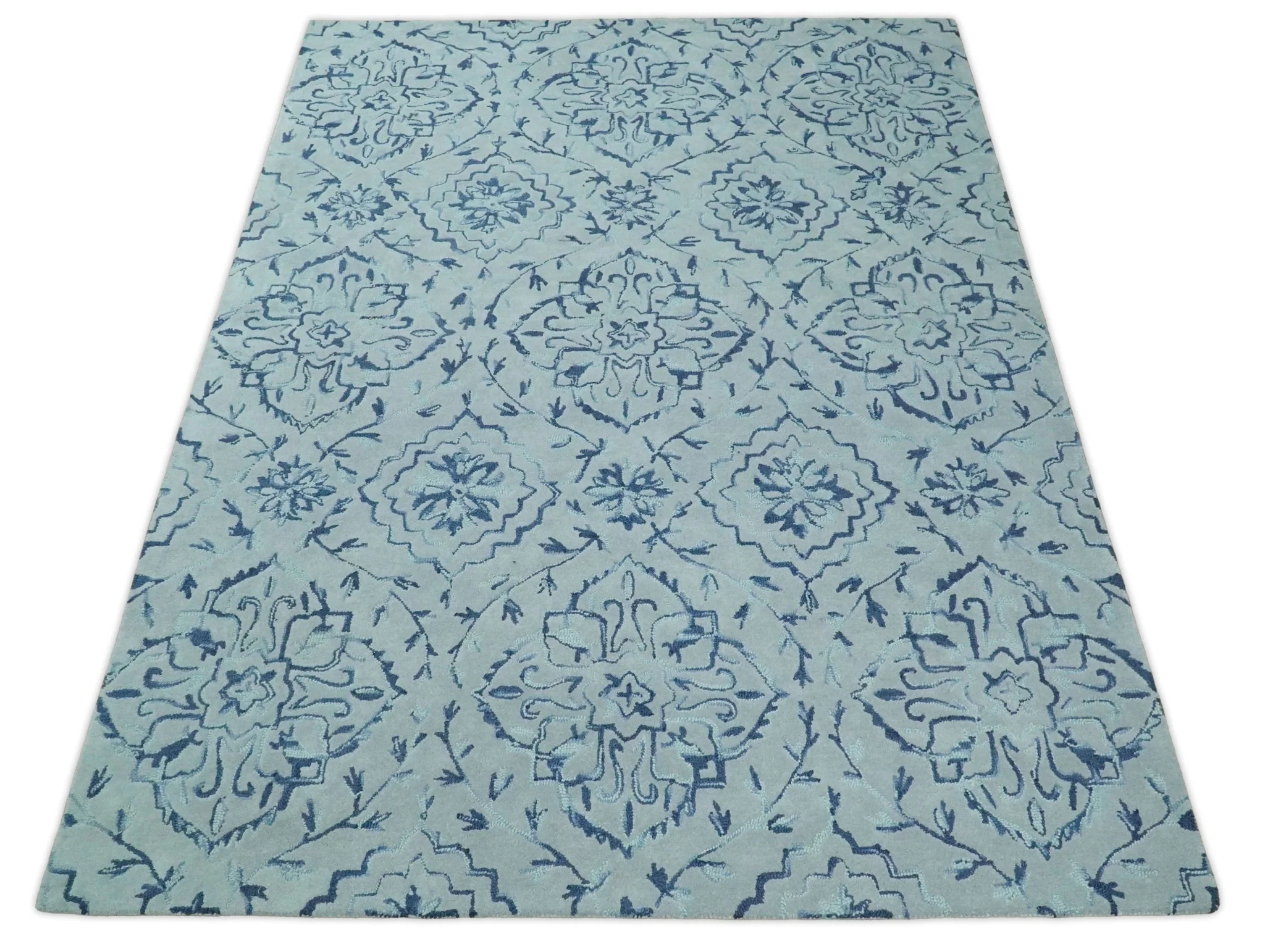 5x8 and 8x11 Handmade Area rug made with fine  Wool Area Rug | TRD6380B - Image 7