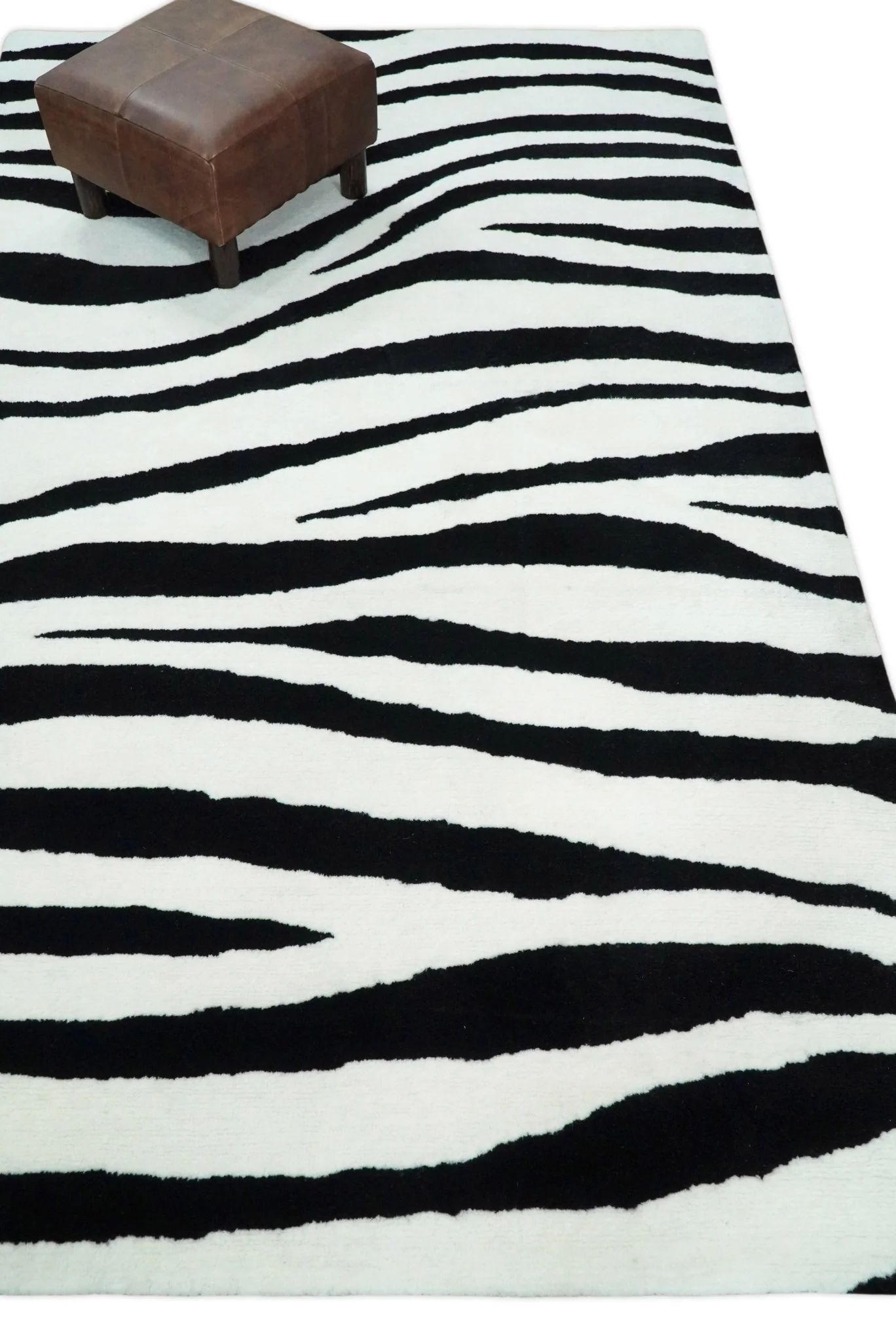 Antelope Rug, Hand Tufted Black and White Zebra Area Rug, Modern Wool Area Rug | ANI1 - Image 3