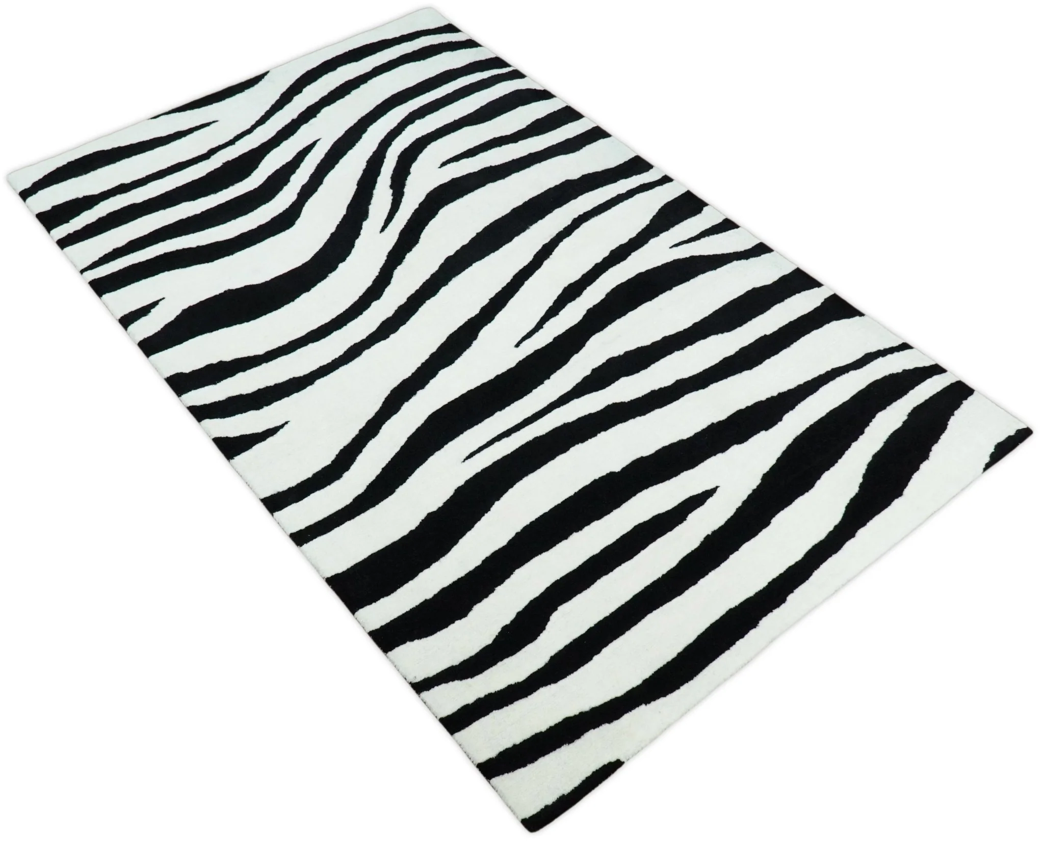Antelope Rug, Hand Tufted Black and White Zebra Area Rug, Modern Wool Area Rug | ANI1 - Image 4