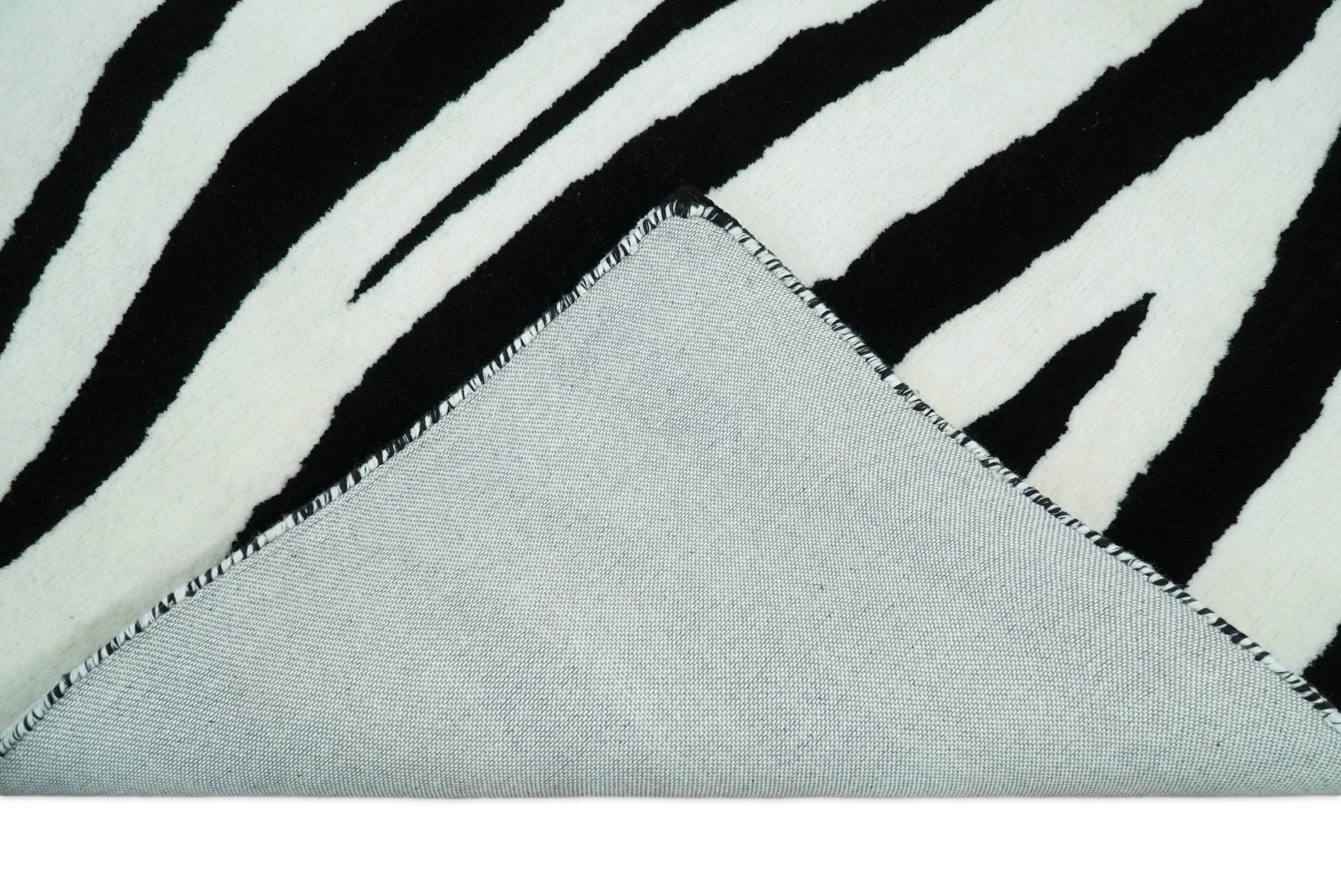 Antelope Rug, Hand Tufted Black and White Zebra Area Rug, Modern Wool Area Rug | ANI1 - Image 5