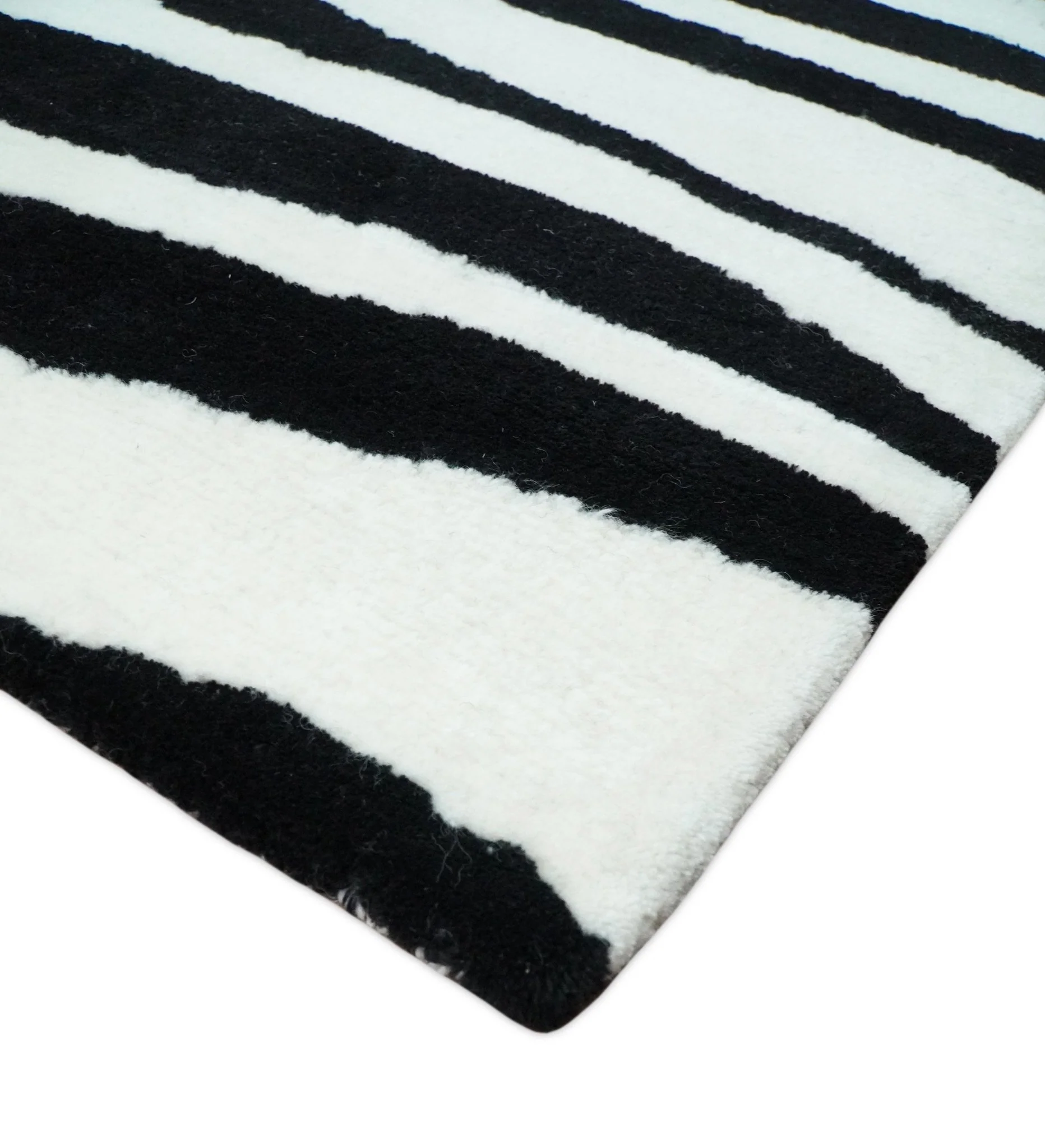 Antelope Rug, Hand Tufted Black and White Zebra Area Rug, Modern Wool Area Rug | ANI1 - Image 8