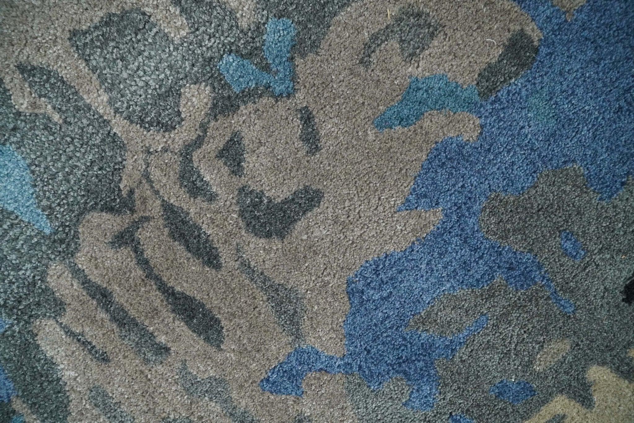 5x8 Blue and Brown Abstract Handmade Wool and Art Silk Area Rug - Image 4