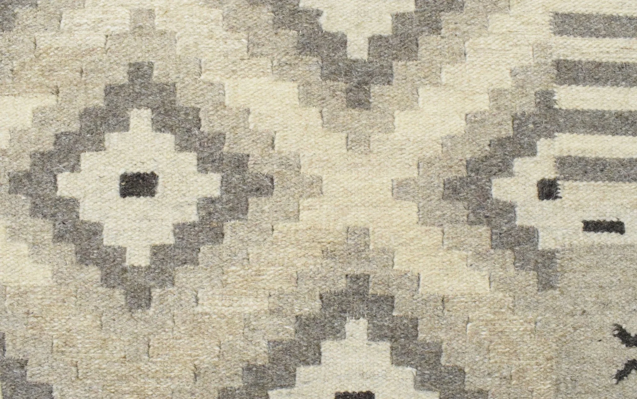 5x8 Dhurrie Rug, Beige Brown Tribal Pattern Wool Rug - Image 2