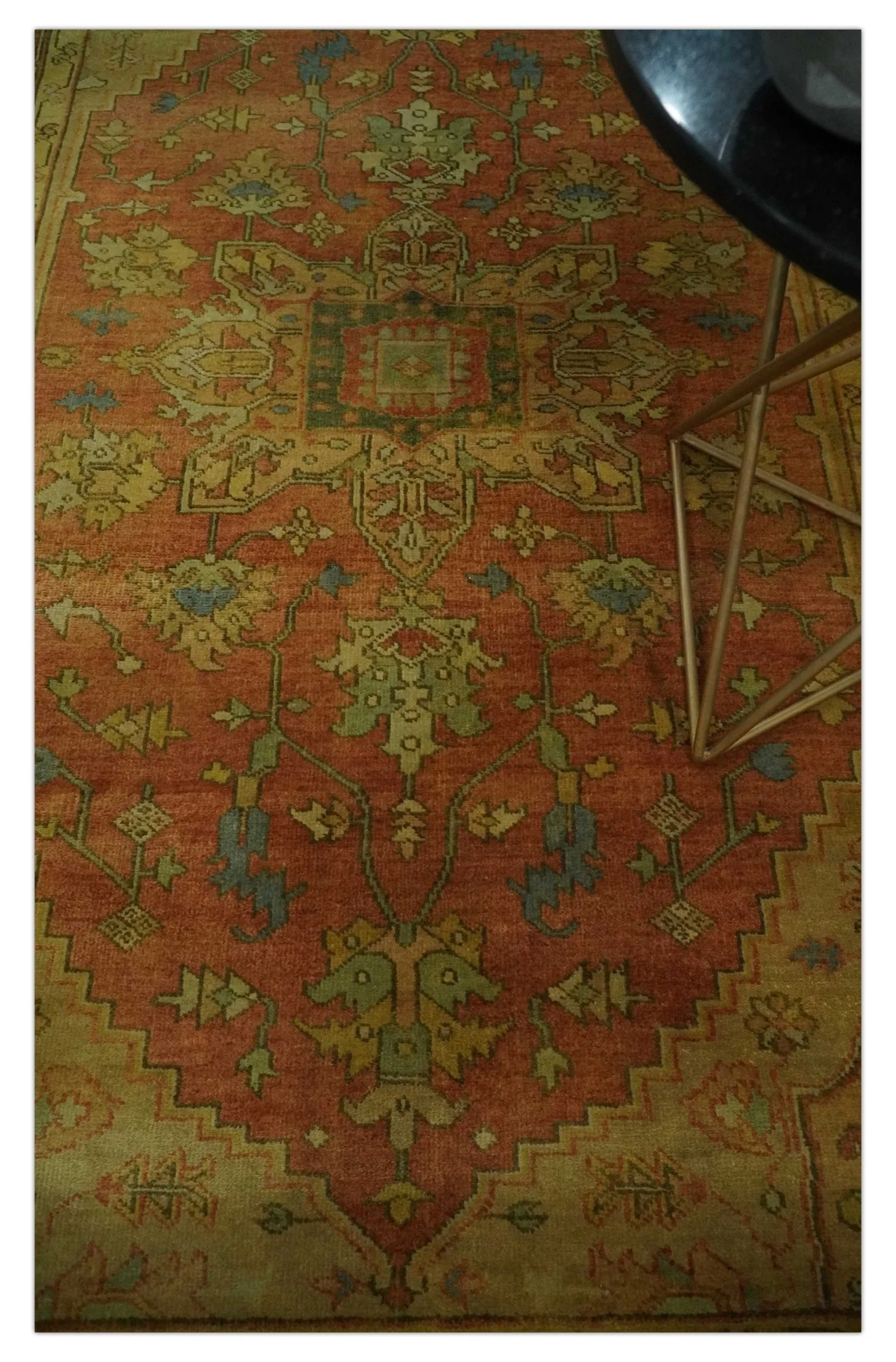 5x8 Gold and Rust Heriz Serapi Traditional Vintage Antique Hand Knotted Wool Area Rug - Image 2