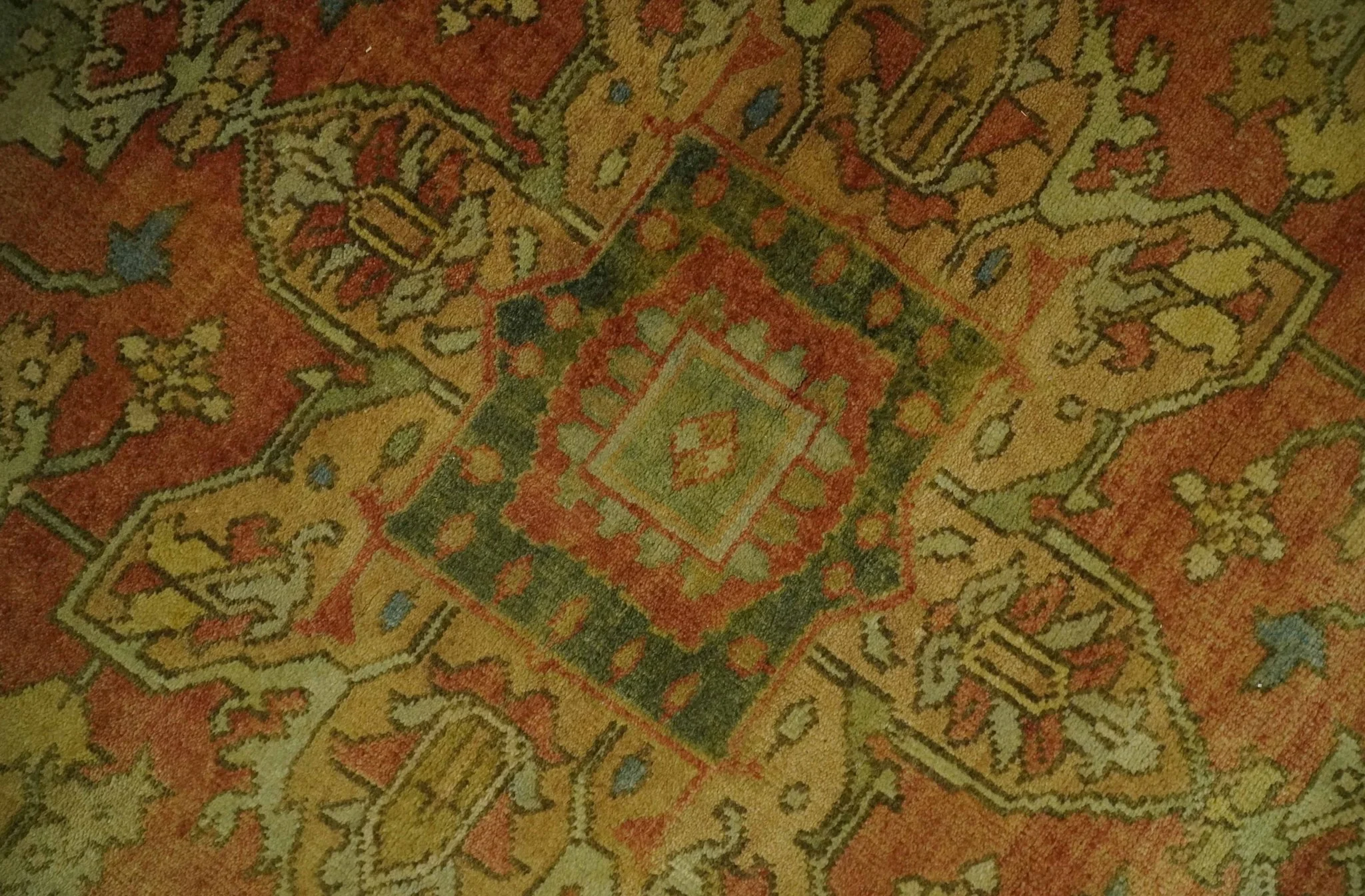 5x8 Gold and Rust Heriz Serapi Traditional Vintage Antique Hand Knotted Wool Area Rug - Image 4