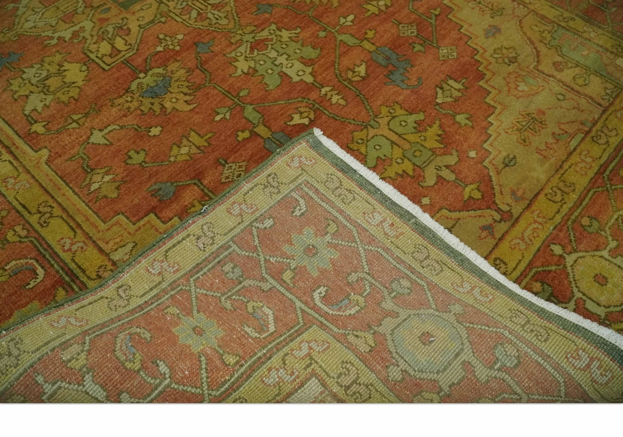 5x8 Gold and Rust Heriz Serapi Traditional Vintage Antique Hand Knotted Wool Area Rug - Image 7
