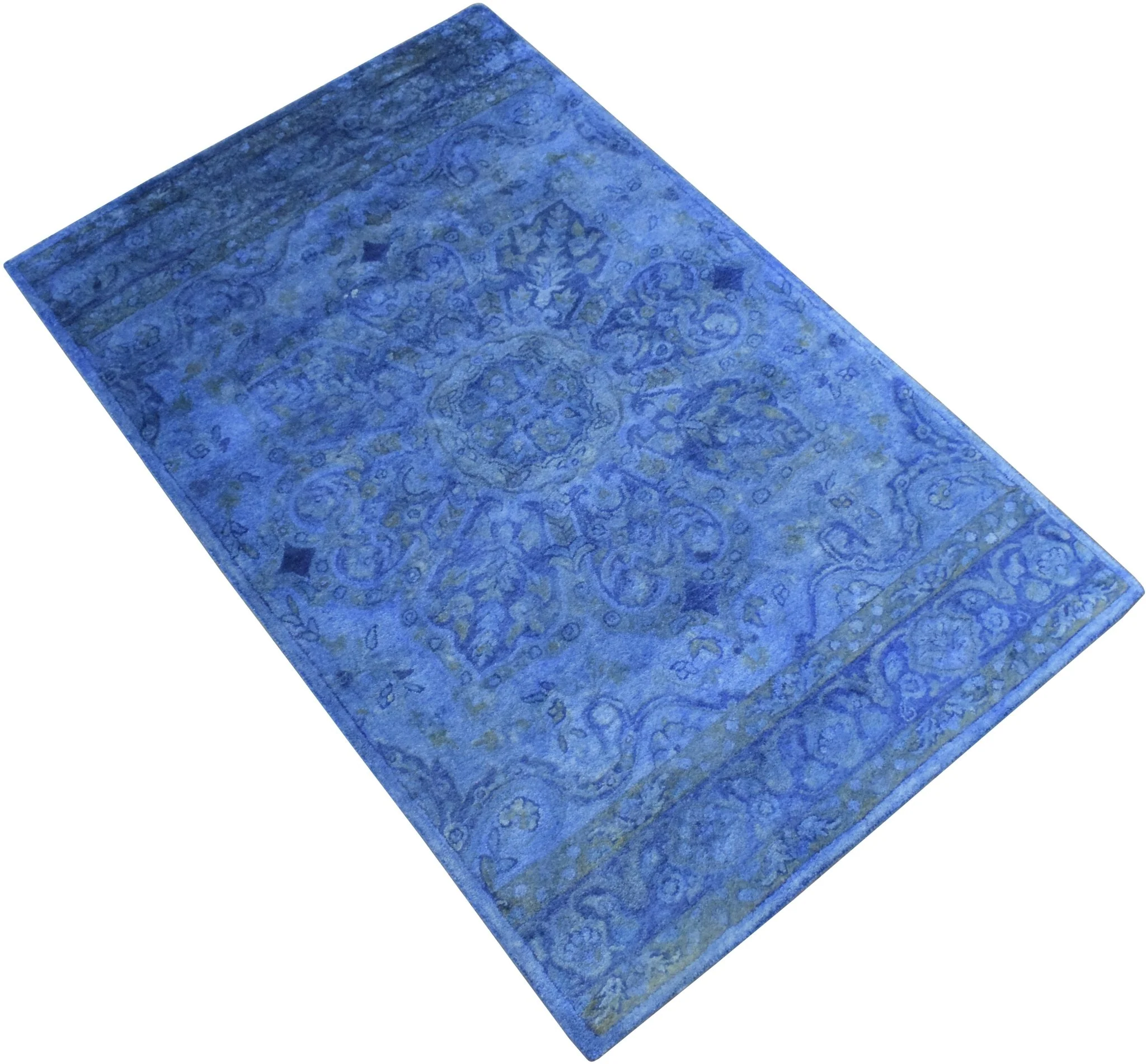 5x8 Blue Handmade Overdyed Wool Area Rug , Accent Rug, Kitchen, Living Room Rug | TUF8 - Image 4