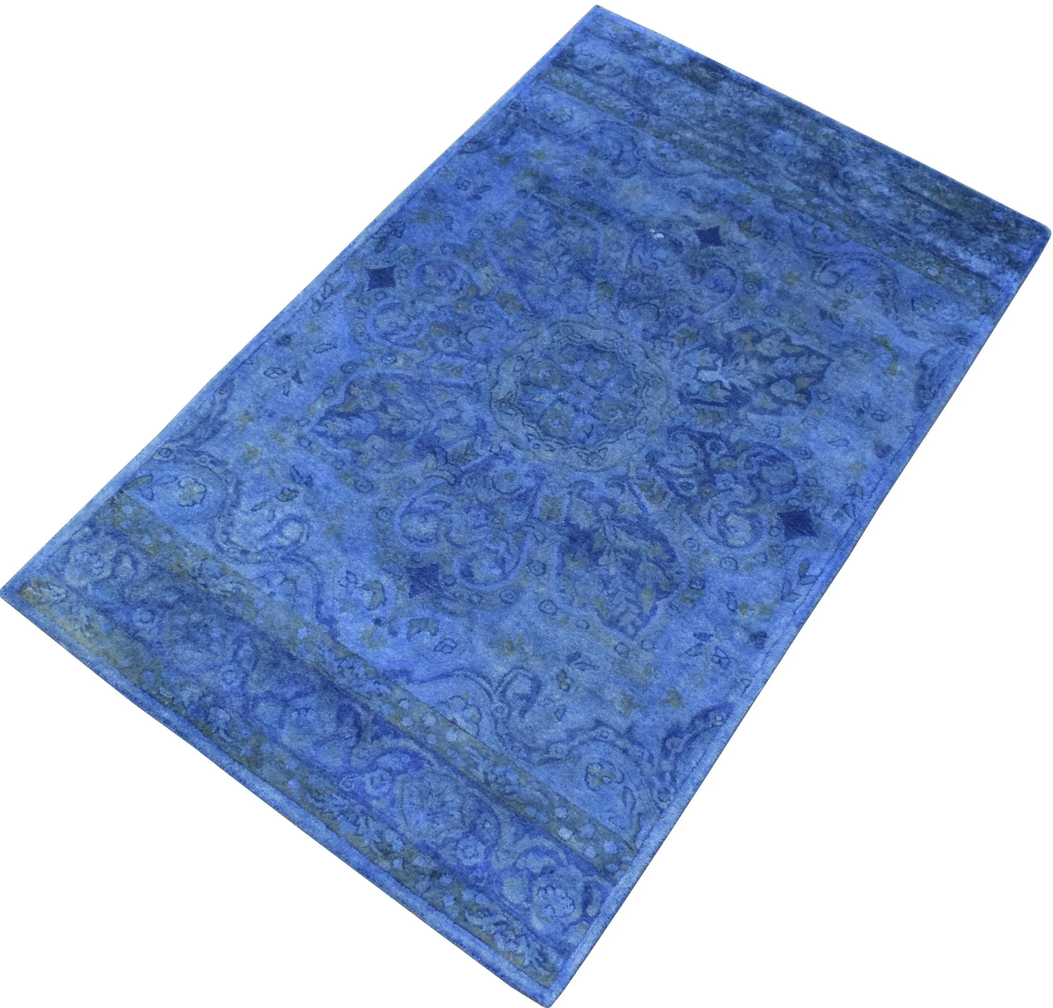 5x8 Blue Handmade Overdyed Wool Area Rug , Accent Rug, Kitchen, Living Room Rug | TUF8 - Image 9
