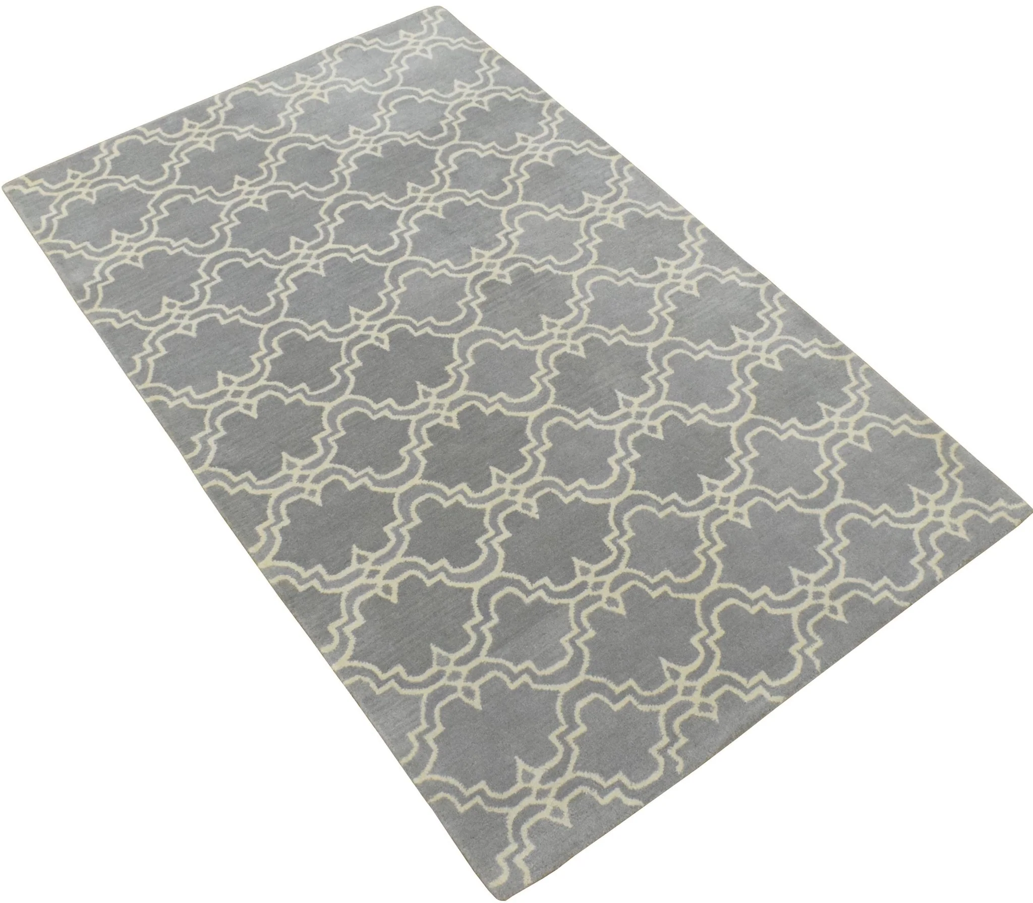 5x8 Gray and Beige Wool Area Rug | Handmade Area rug made with fine wool - Image 3