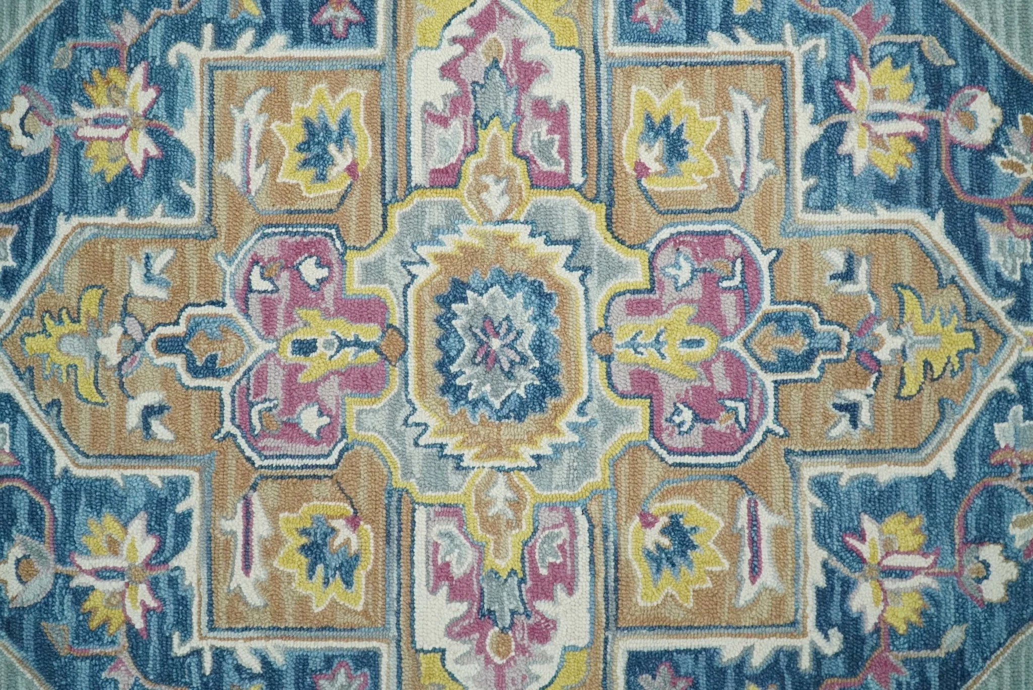 Kids, Nursery and Living Room Rug Hand Tufted Blue and Pink Wool Textured Loop Multi Size Area Rug - Image 10