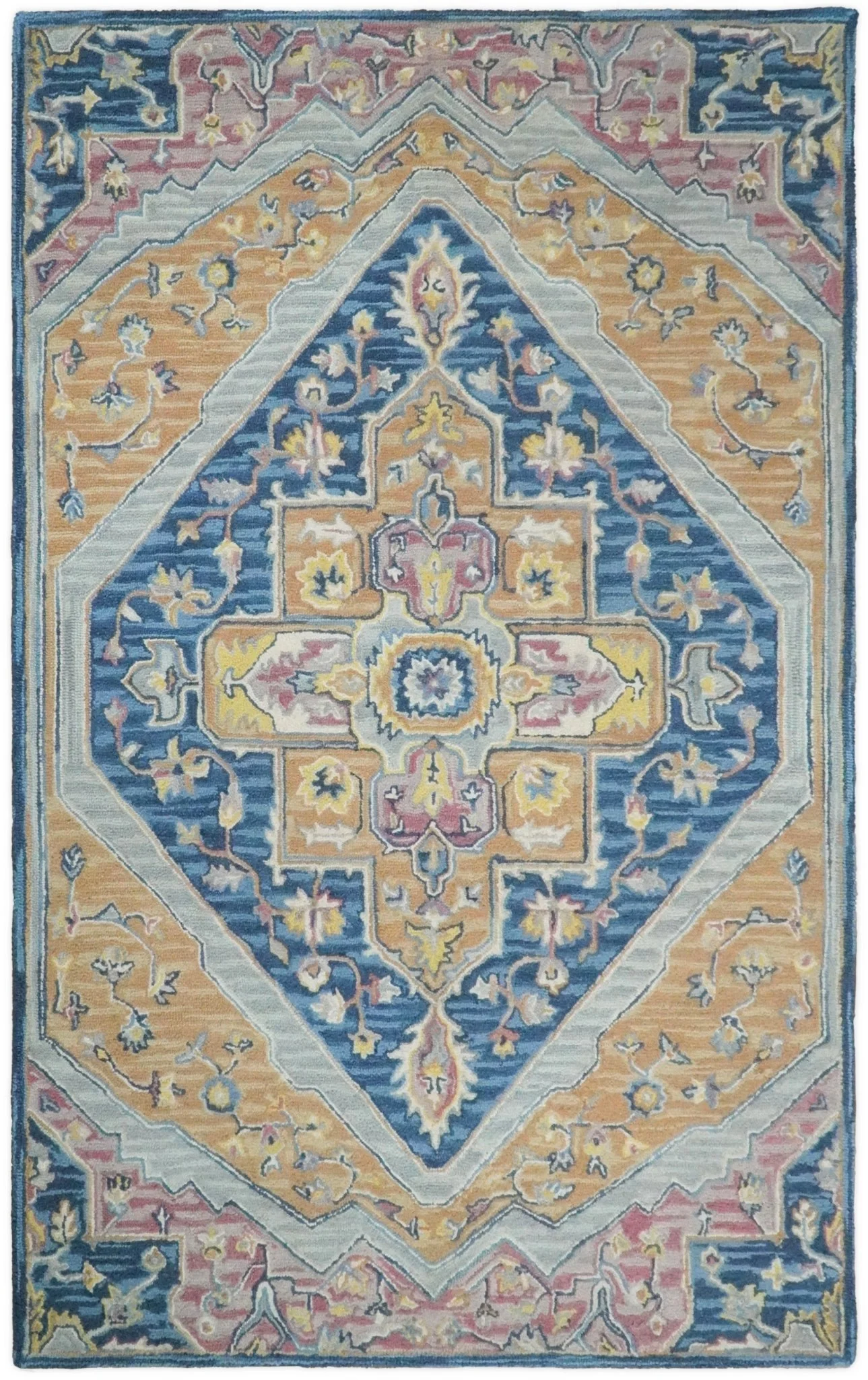 Kids, Nursery and Living Room Rug Hand Tufted Blue and Pink Wool Textured Loop Multi Size Area Rug - Image 13