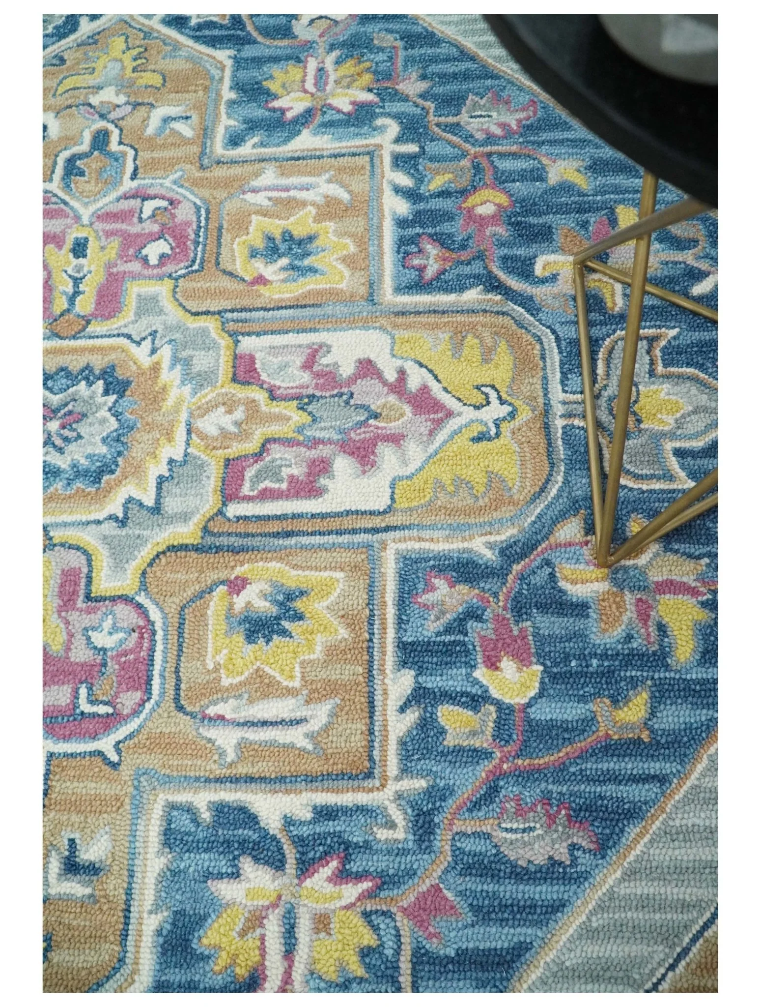 Kids, Nursery and Living Room Rug Hand Tufted Blue and Pink Wool Textured Loop Multi Size Area Rug - Image 5