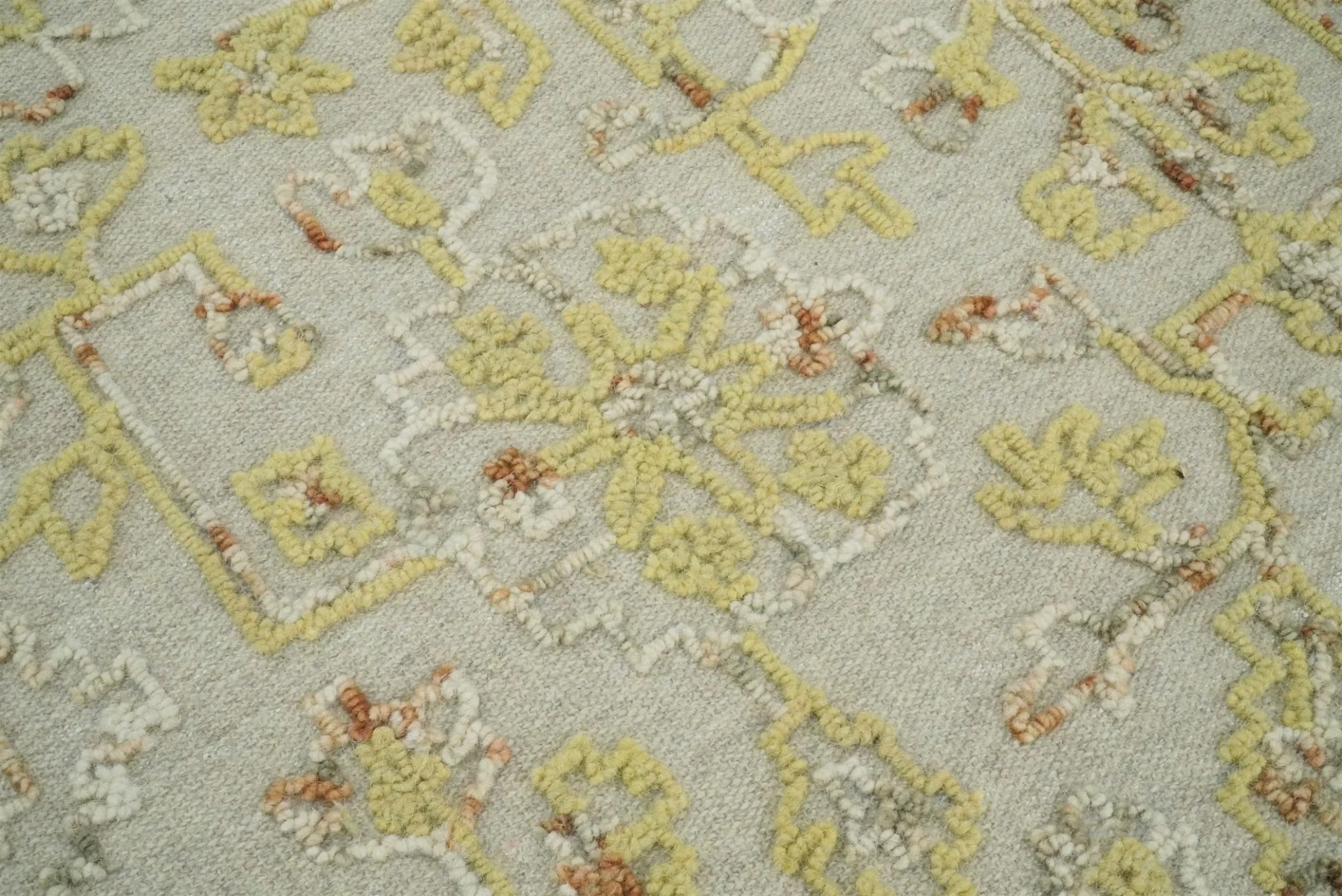 5x8 Hand Hooked Yellow and Ivory Wool Textured Loop Area Rug | GAR6 - Image 2