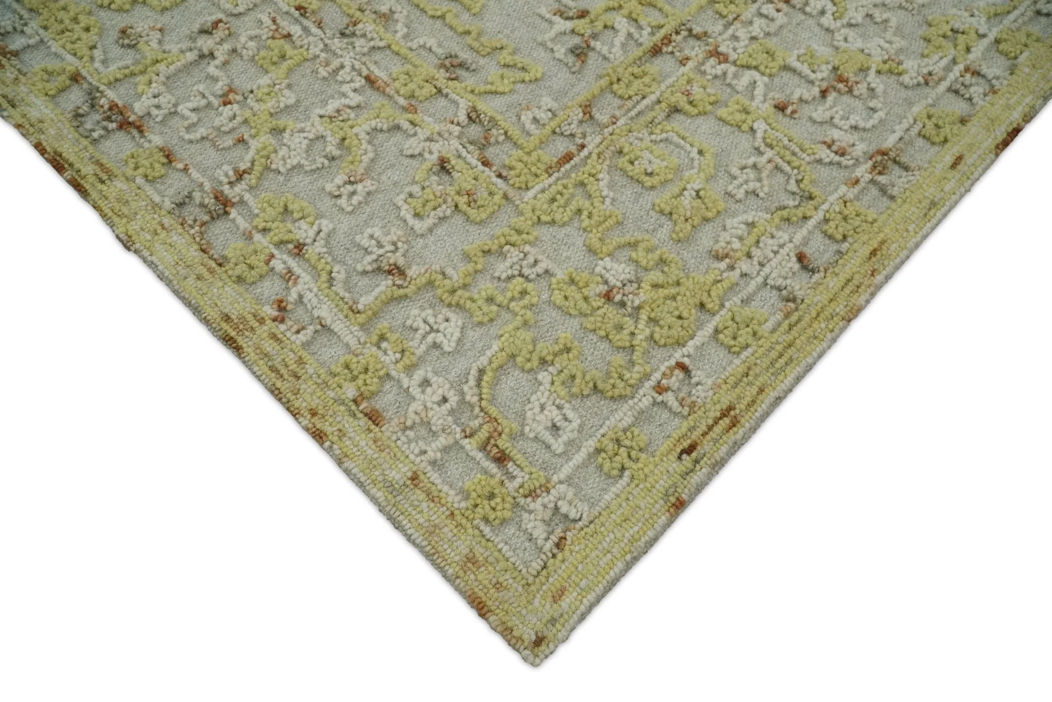 5x8 Hand Hooked Yellow and Ivory Wool Textured Loop Area Rug | GAR6 - Image 3