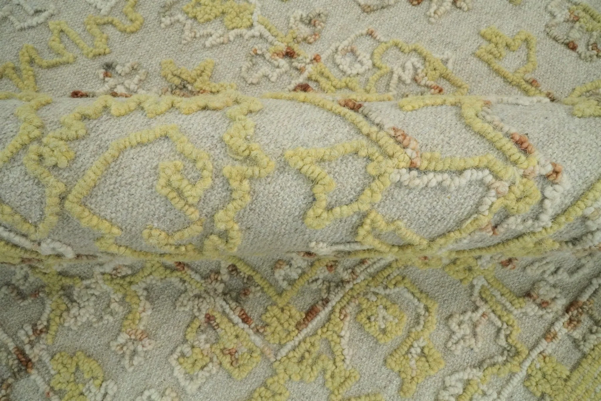 5x8 Hand Hooked Yellow and Ivory Wool Textured Loop Area Rug | GAR6 - Image 6