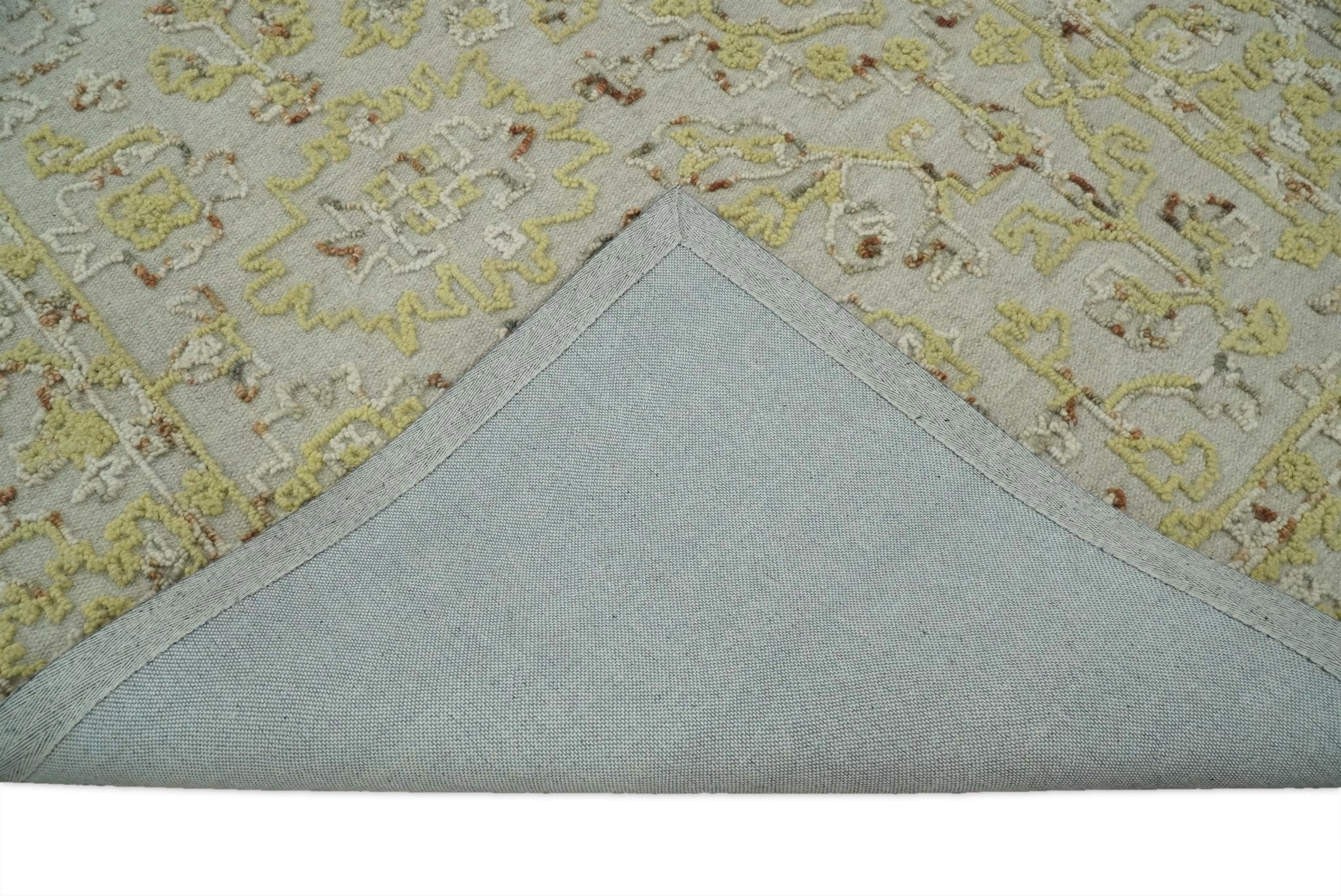 5x8 Hand Hooked Yellow and Ivory Wool Textured Loop Area Rug | GAR6 - Image 7
