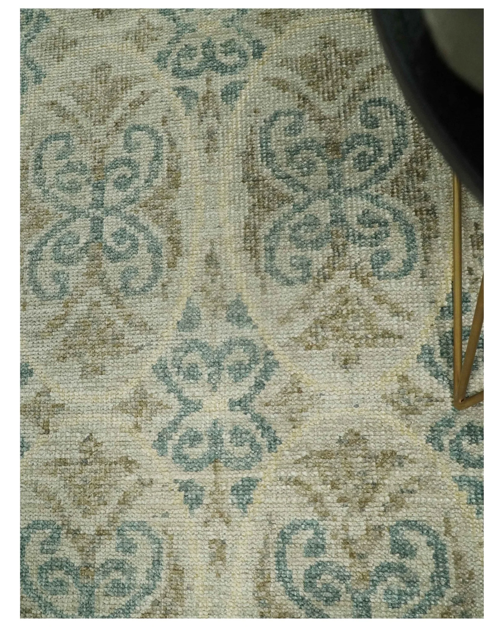 5x8 Hand Knotted Beige, Blue and Camel Modern Persian Style Contemporary Bamboo Silk Area Rug | OP71 - Image 2