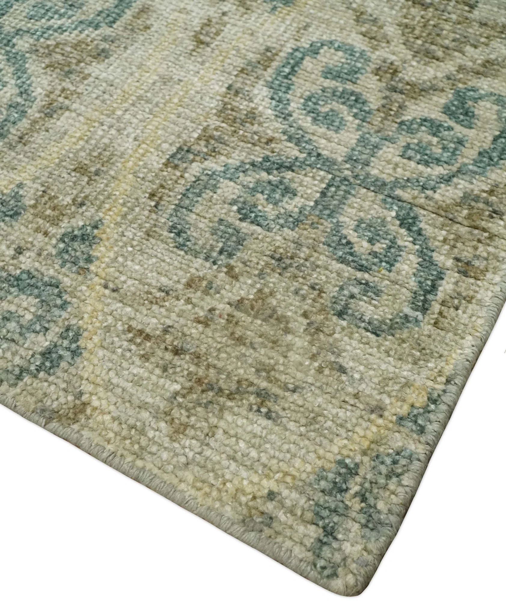 5x8 Hand Knotted Beige, Blue and Camel Modern Persian Style Contemporary Bamboo Silk Area Rug | OP71 - Image 4