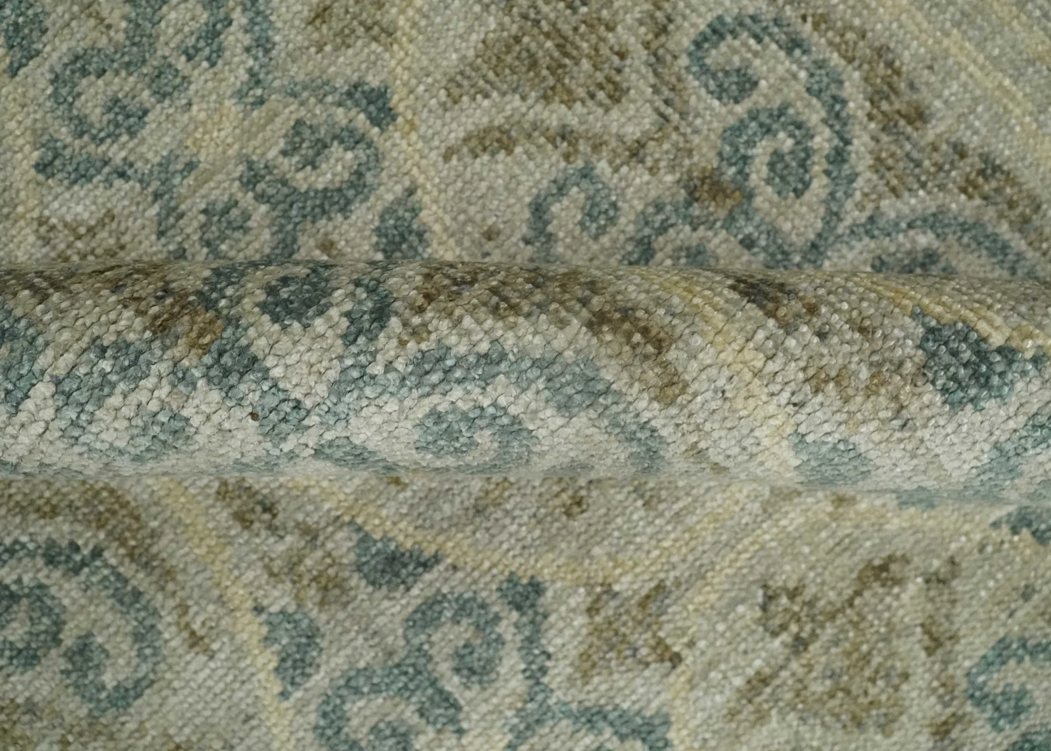 5x8 Hand Knotted Beige, Blue and Camel Modern Persian Style Contemporary Bamboo Silk Area Rug | OP71 - Image 6