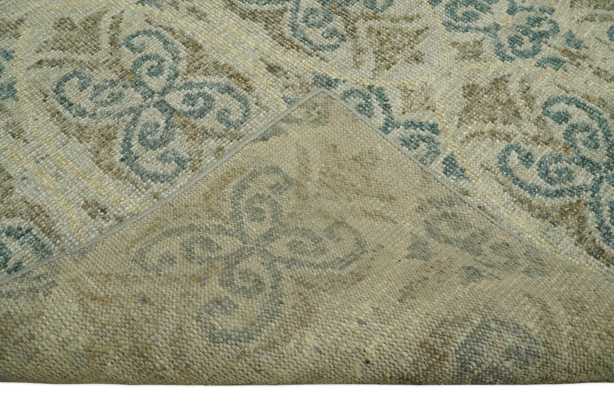 5x8 Hand Knotted Beige, Blue and Camel Modern Persian Style Contemporary Bamboo Silk Area Rug | OP71 - Image 7