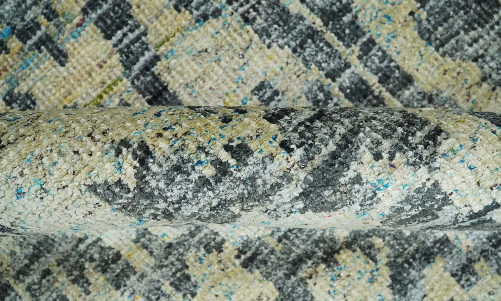 4.5x6.5 Hand Knotted Beige, Camel and Charcoal Modern Abstract Contemporary Recycled Silk Area Rug | OP127 - Image 6