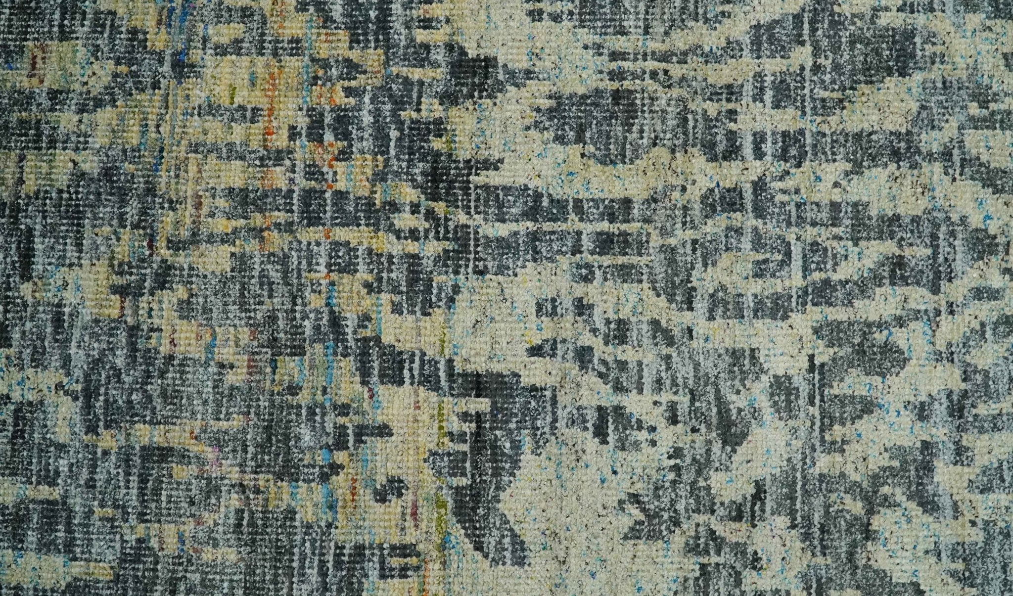 4.5x6.5 Hand Knotted Beige, Camel and Charcoal Modern Abstract Contemporary Recycled Silk Area Rug | OP127 - Image 9
