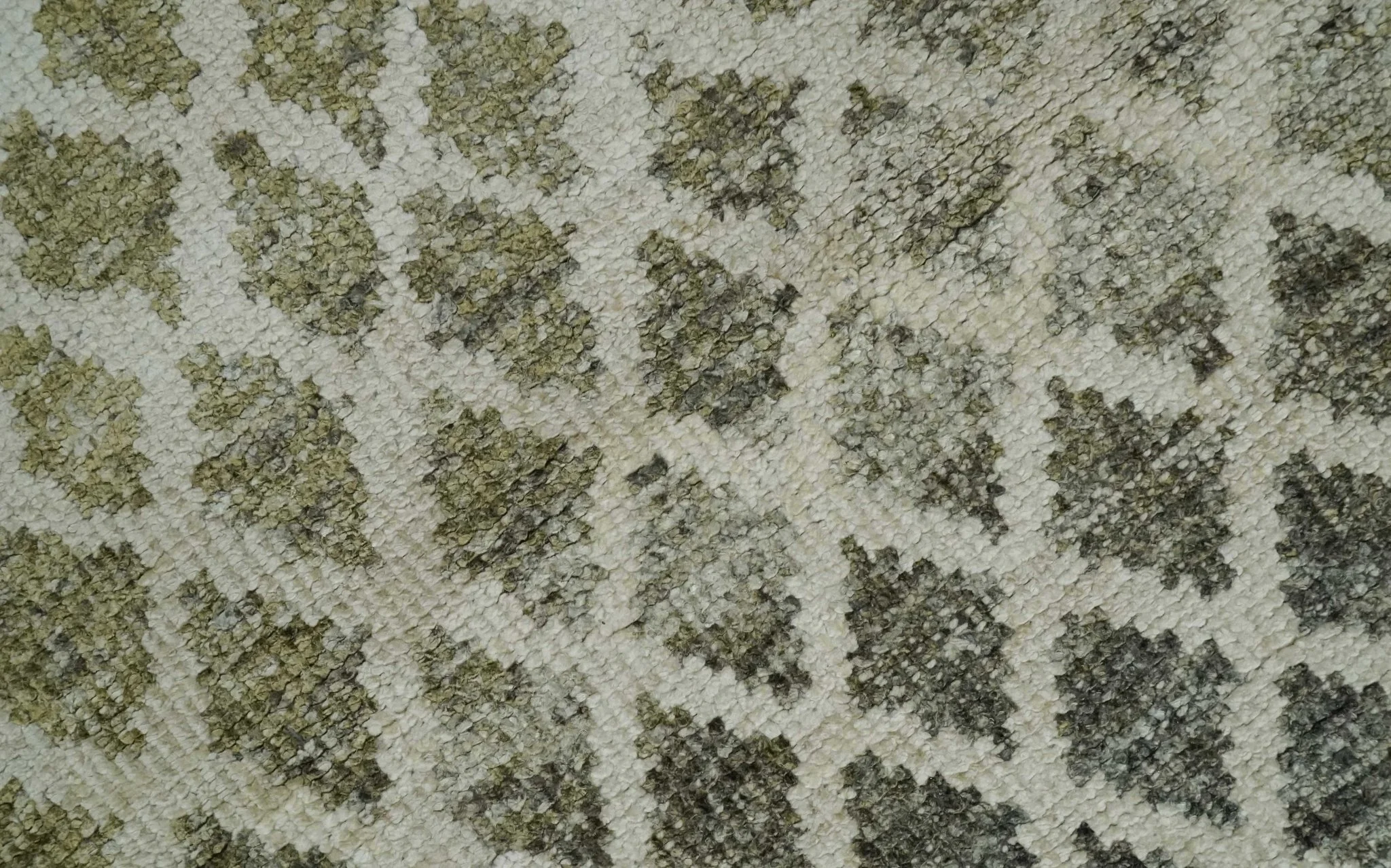 5x8 Hand Knotted Beige, Charcoal and Olive Modern Diamond Geometric Contemporary Recycled Silk Area Rug | OP87 - Image 2