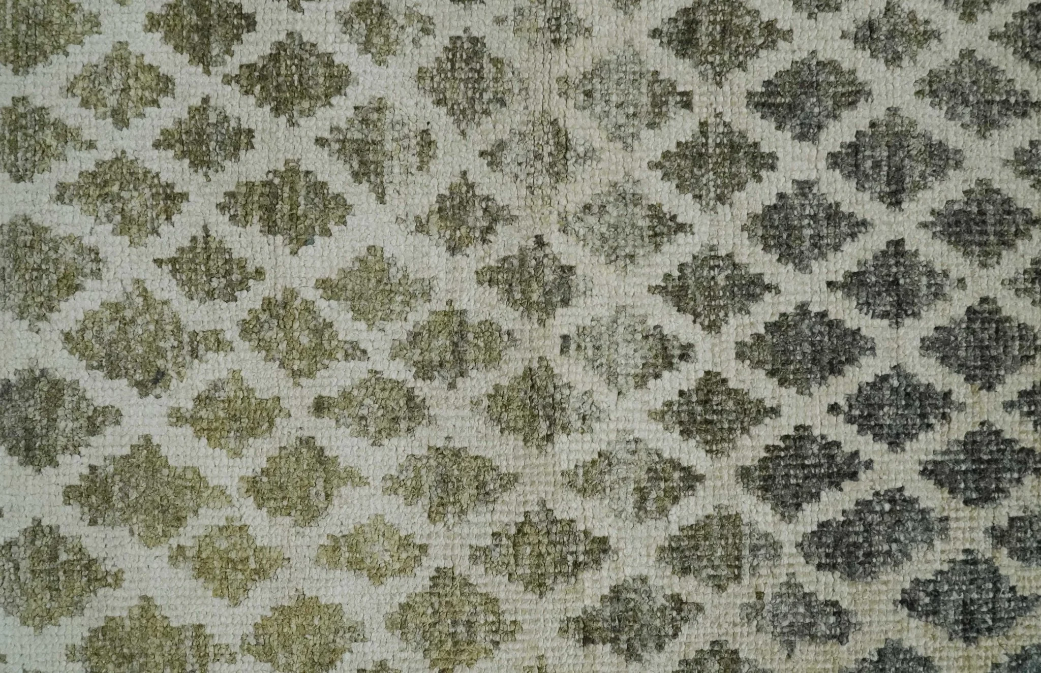 5x8 Hand Knotted Beige, Charcoal and Olive Modern Diamond Geometric Contemporary Recycled Silk Area Rug | OP87 - Image 9