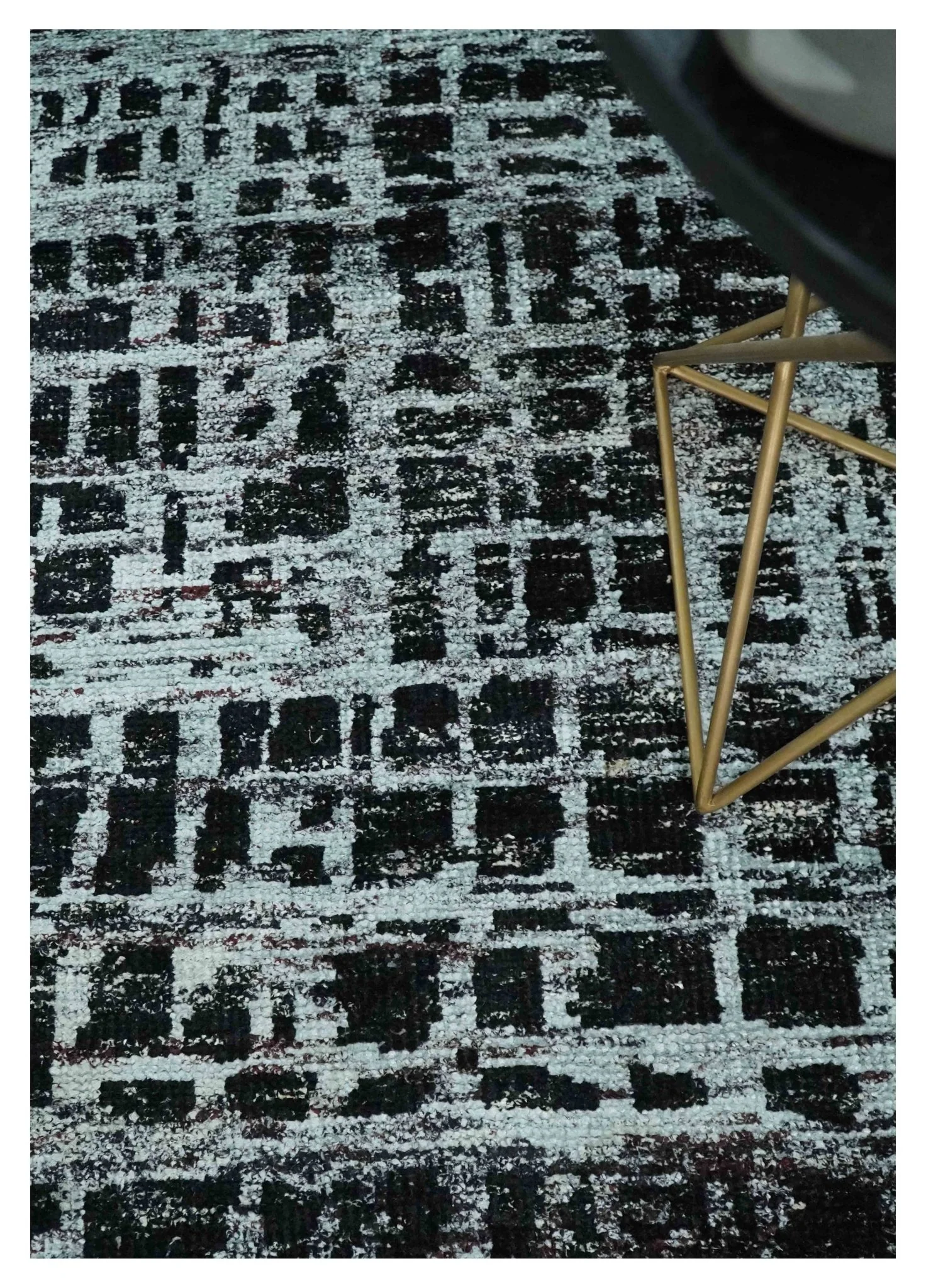5x8 Hand Knotted Black and Silver Modern Abstract Contemporary Recycled Silk Area Rug | OP120 - Image 2
