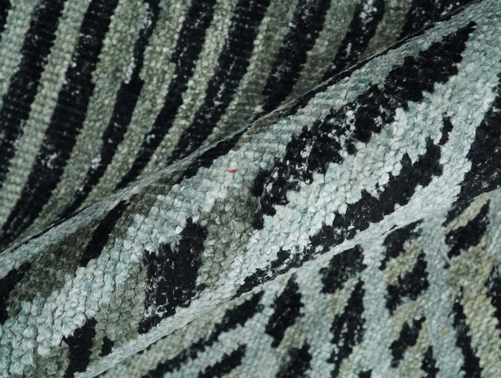 5x8 Hand Knotted Black, Ivory and Teal Modern Style Contemporary Recycled Silk Area Rug | OP119 - Image 6