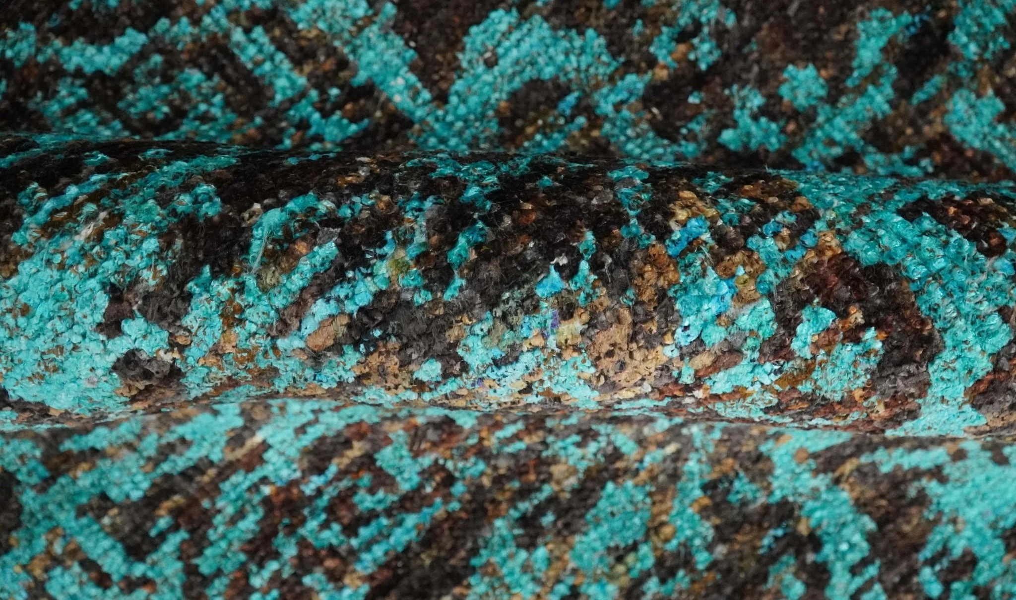 5x8 Hand Knotted Blue and Brown Modern Persian Style Contemporary Recycled Silk Area Rug | OP103 - Image 6