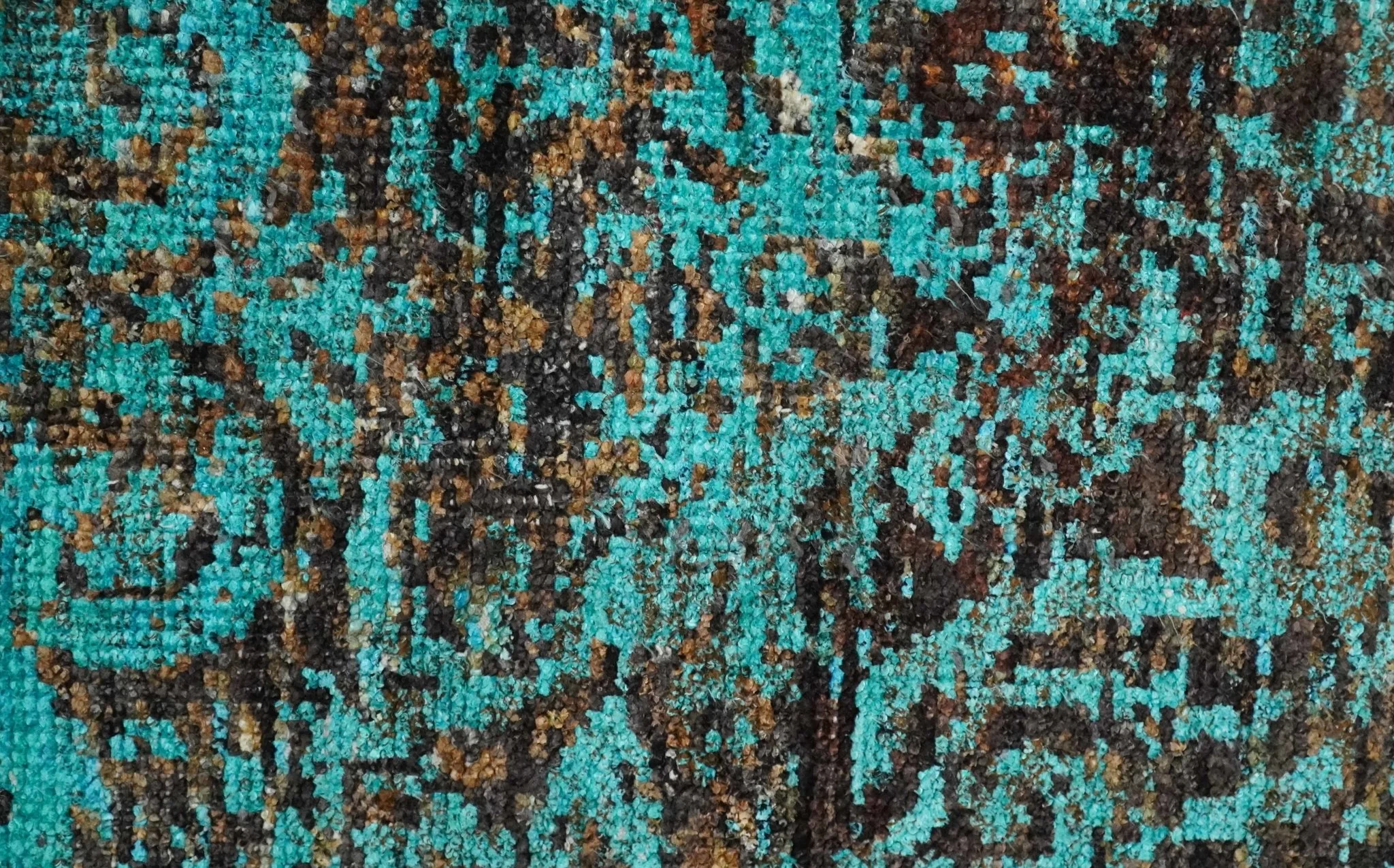 5x8 Hand Knotted Blue and Brown Modern Persian Style Contemporary Recycled Silk Area Rug | OP103 - Image 9