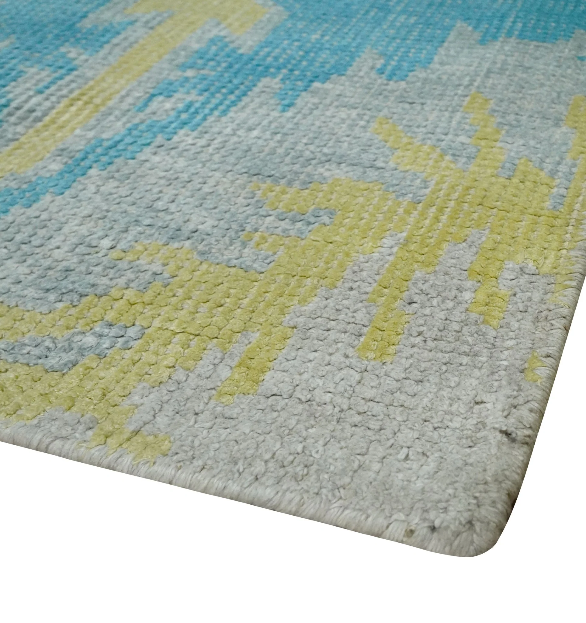 5x8 Hand Knotted Blue, Silver and Red Antique Persian Style Contemporary Recycled Silk Area Rug | OP86 - Image 10