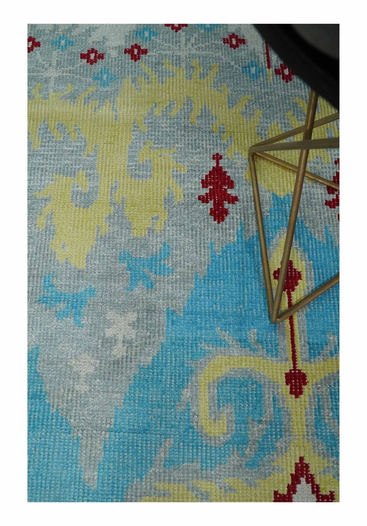 5x8 Hand Knotted Blue, Silver and Red Antique Persian Style Contemporary Recycled Silk Area Rug | OP86 - Image 2