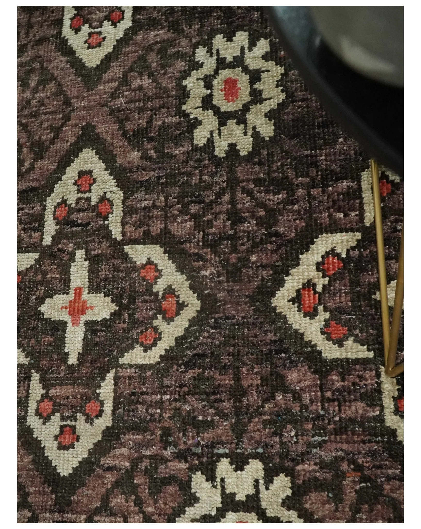 5x8 Hand Knotted Brown, Beige and Rust Antique Persian Style Contemporary Bamboo Silk Area Rug | OP69 - Image 2