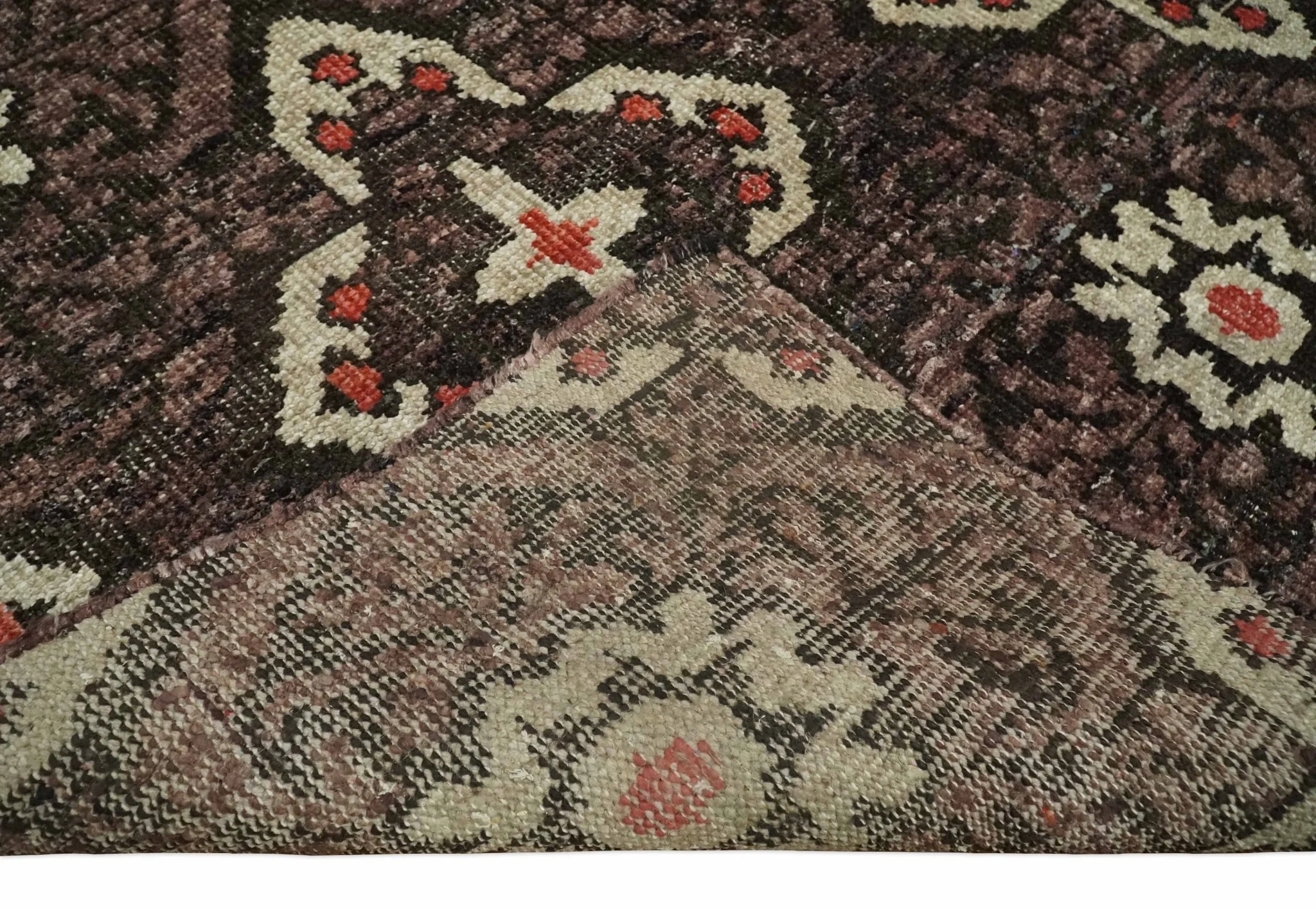5x8 Hand Knotted Brown, Beige and Rust Antique Persian Style Contemporary Bamboo Silk Area Rug | OP69 - Image 6