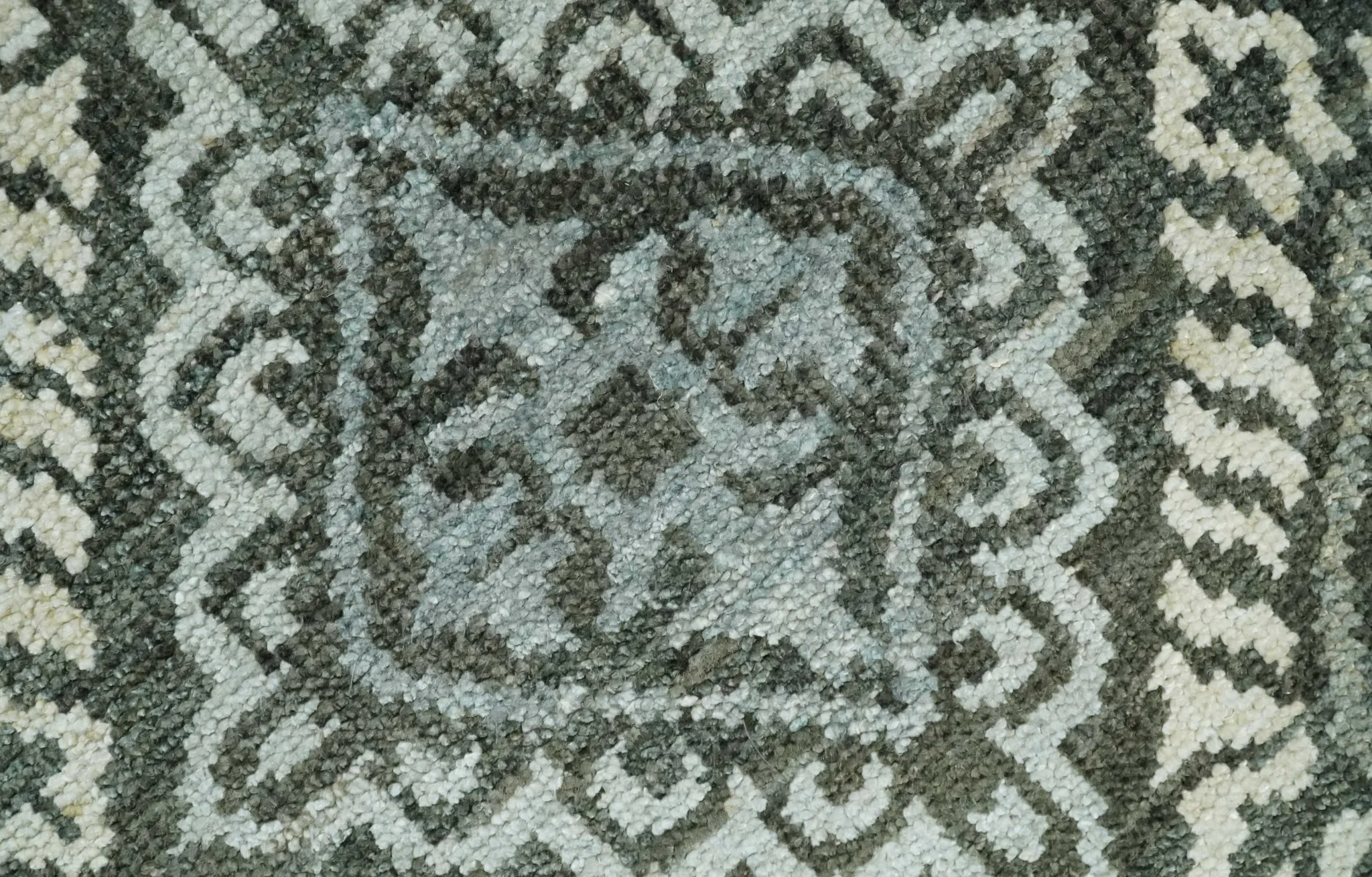 5x8 Hand Knotted Charcoal, Blue and  Ivory Antique Persian Style Contemporary Bamboo Silk Area Rug | OP88 - Image 3