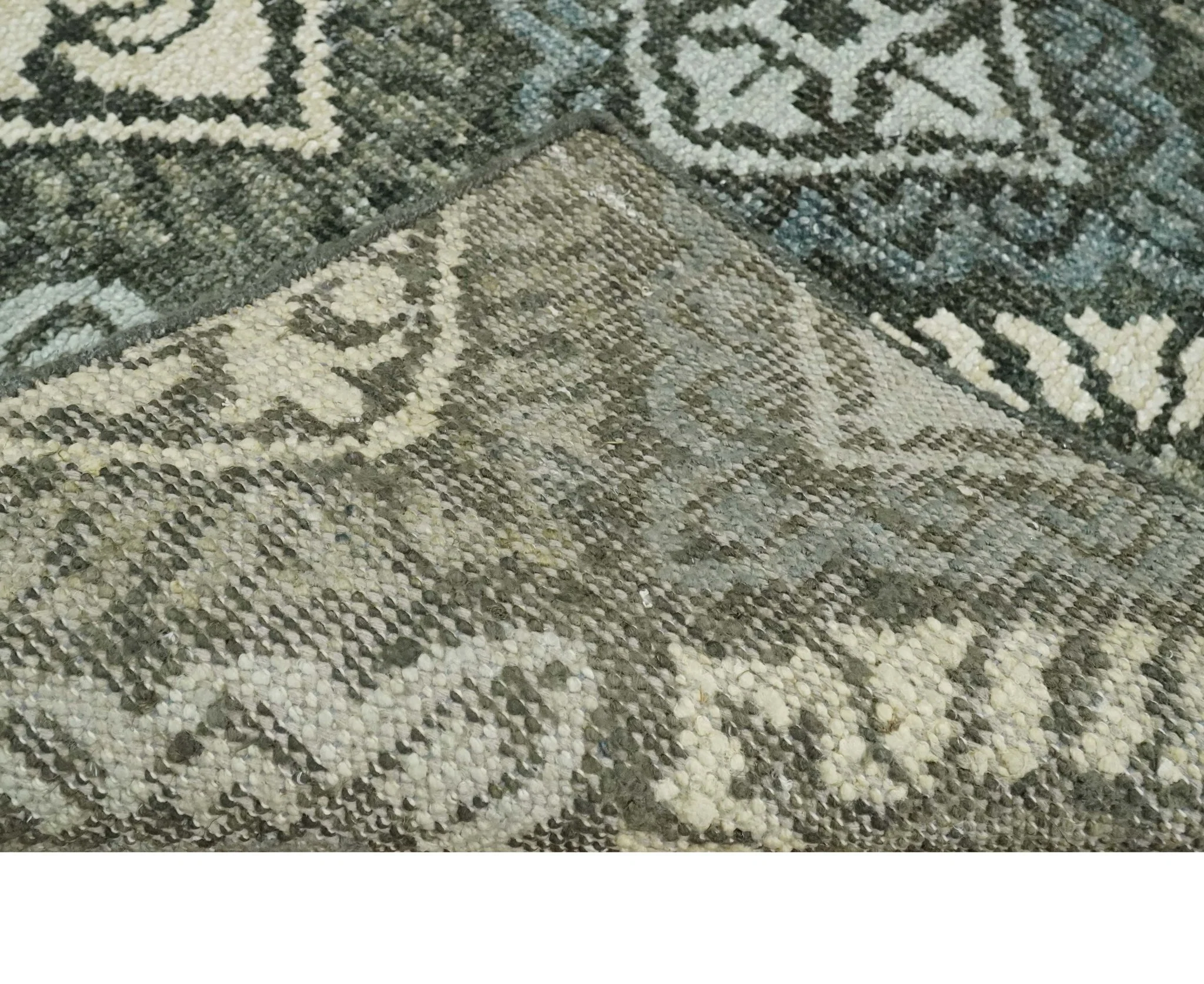 5x8 Hand Knotted Charcoal, Blue and  Ivory Antique Persian Style Contemporary Bamboo Silk Area Rug | OP88 - Image 7