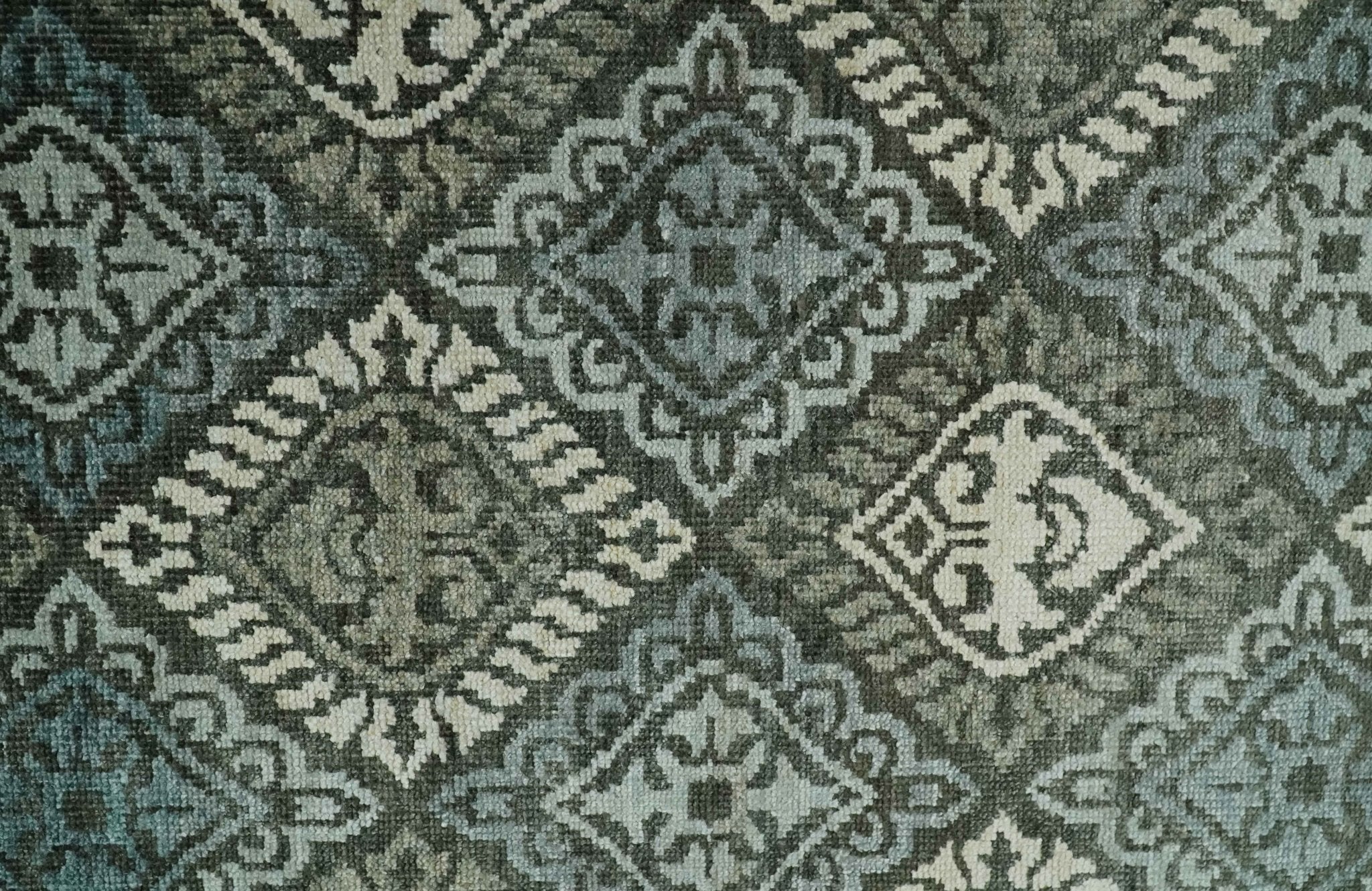 5x8 Hand Knotted Charcoal, Blue and  Ivory Antique Persian Style Contemporary Bamboo Silk Area Rug | OP88 - Image 9
