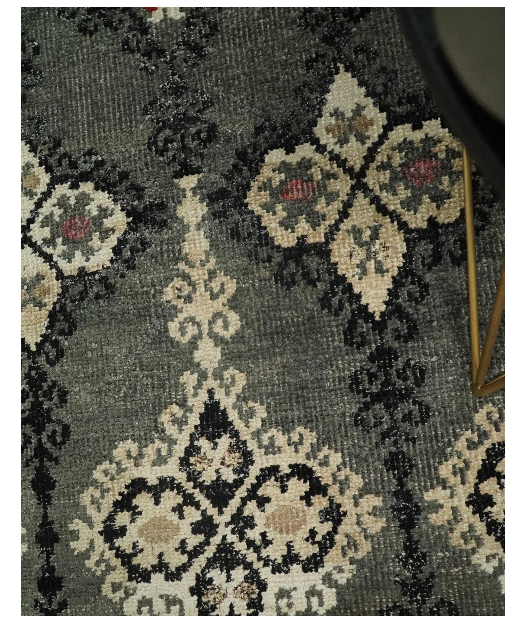 5x8 Hand Knotted Moss Green, Beige and Black  Antique Persian Style Contemporary Recycled Silk Area Rug | OP73 - Image 2