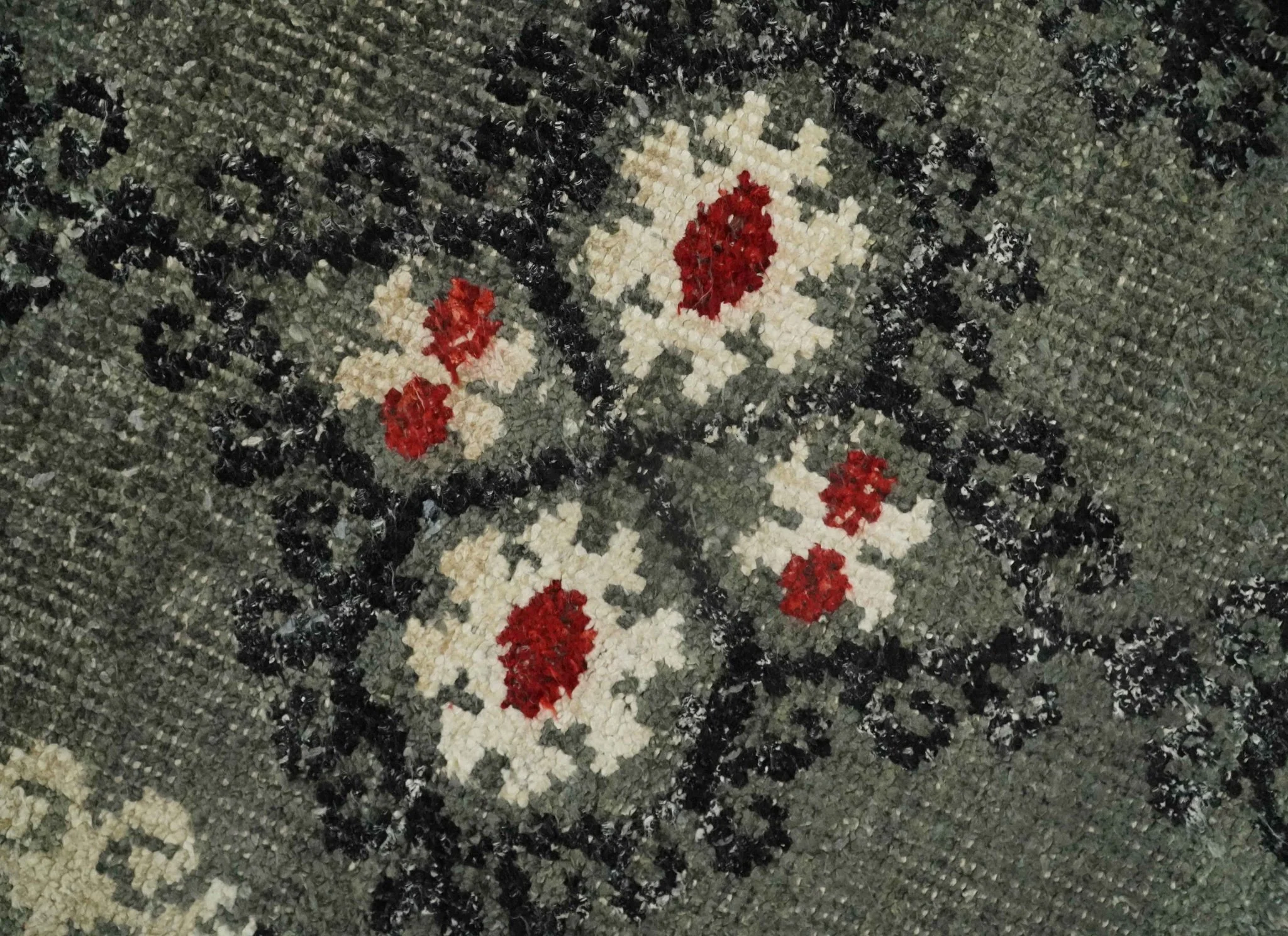 5x8 Hand Knotted Moss Green, Beige and Black  Antique Persian Style Contemporary Recycled Silk Area Rug | OP73 - Image 3