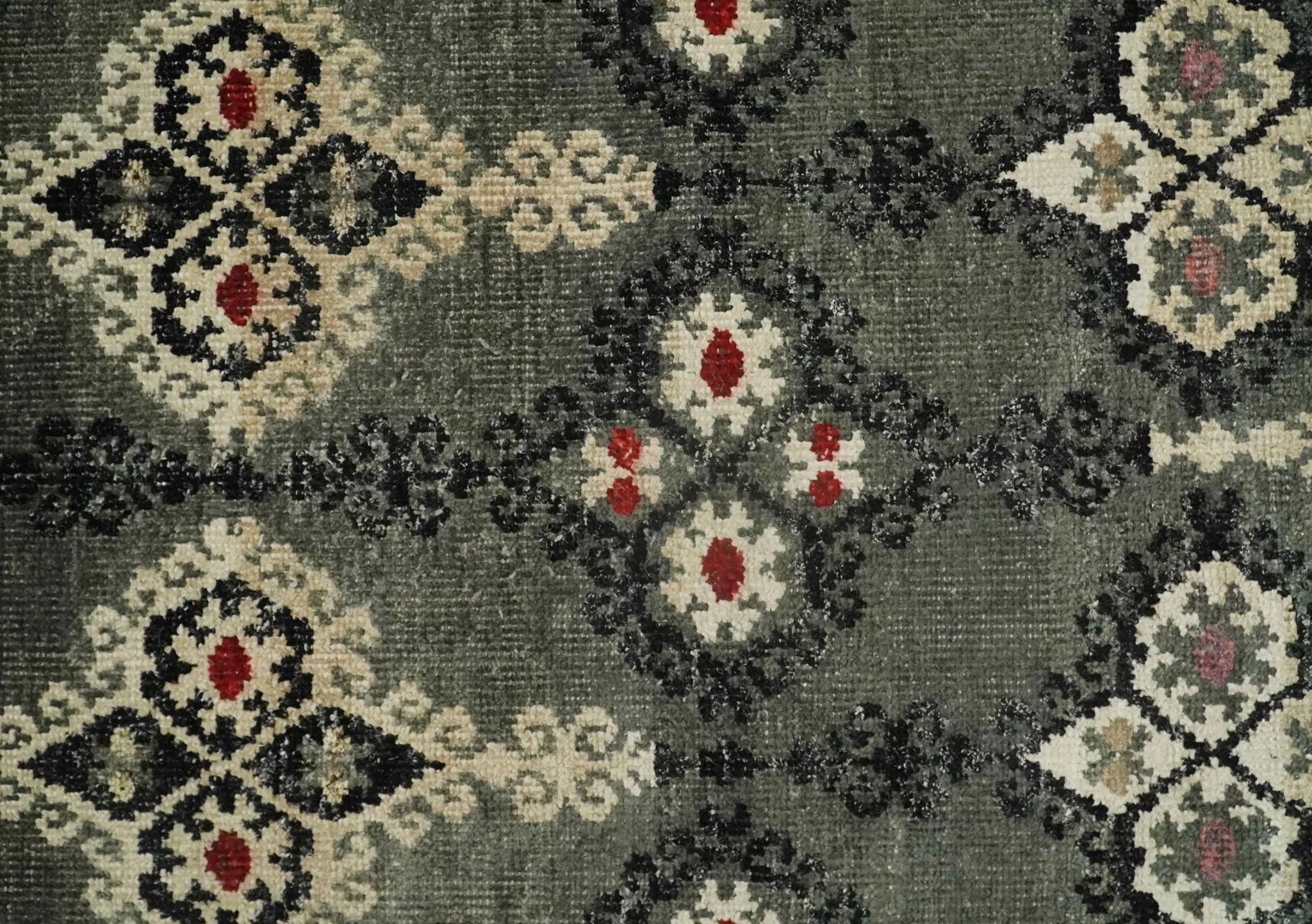 5x8 Hand Knotted Moss Green, Beige and Black  Antique Persian Style Contemporary Recycled Silk Area Rug | OP73 - Image 8