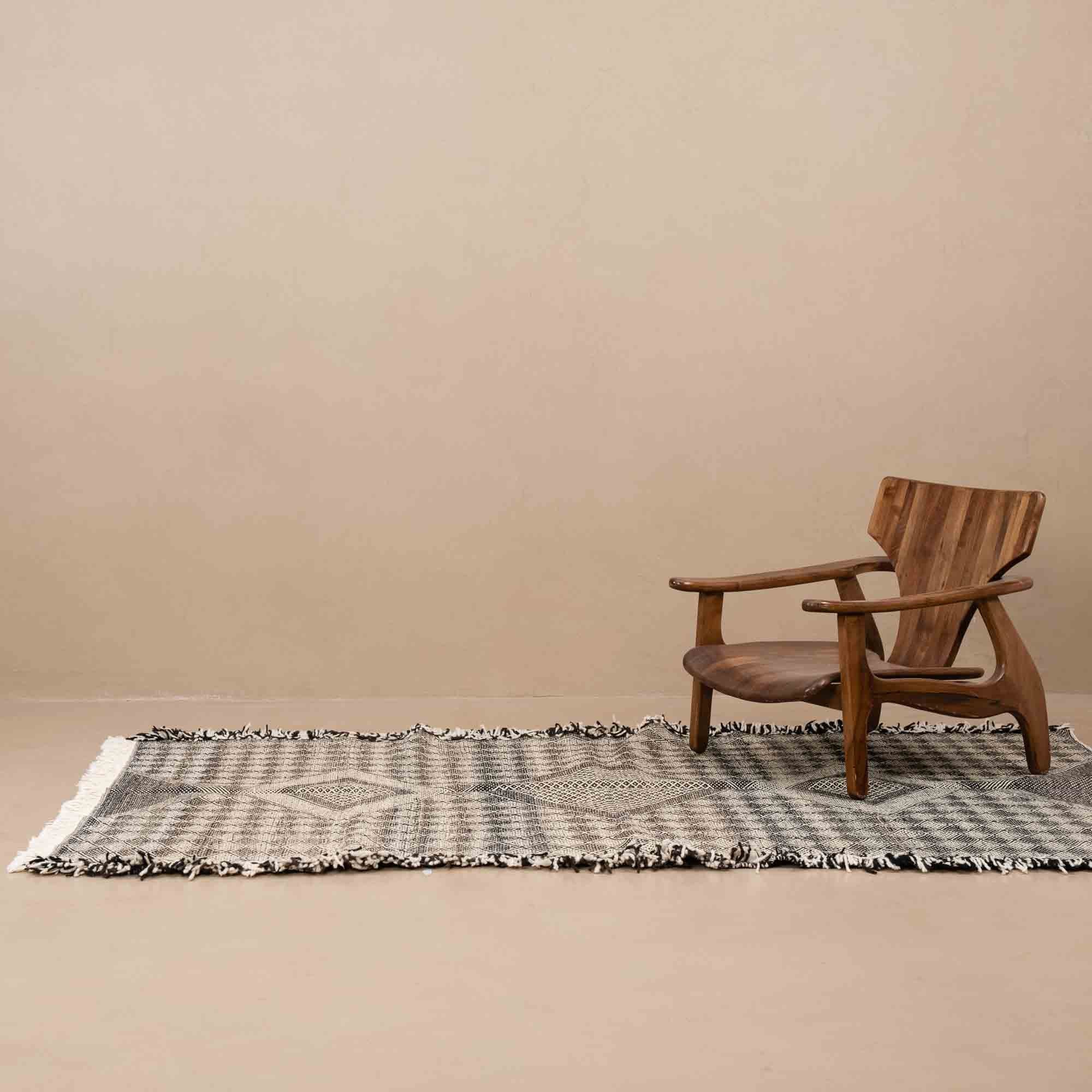 5x8 Hand Knotted Contemporary Moroccan Black Wool Rug - Image 7