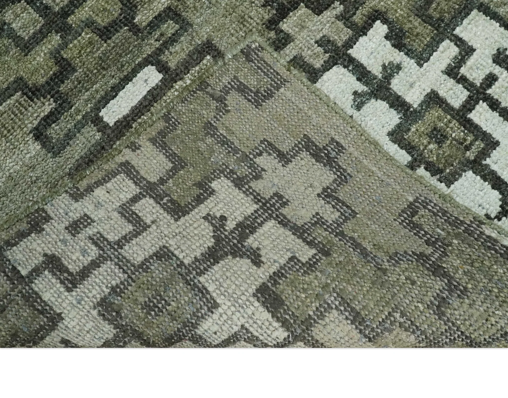5x8 Hand Knotted Gray, Charcoal and Ivory Modern Contemporary Southwestern Tribal Trellis Recycled Silk Area Rug | OP124 - Image 7