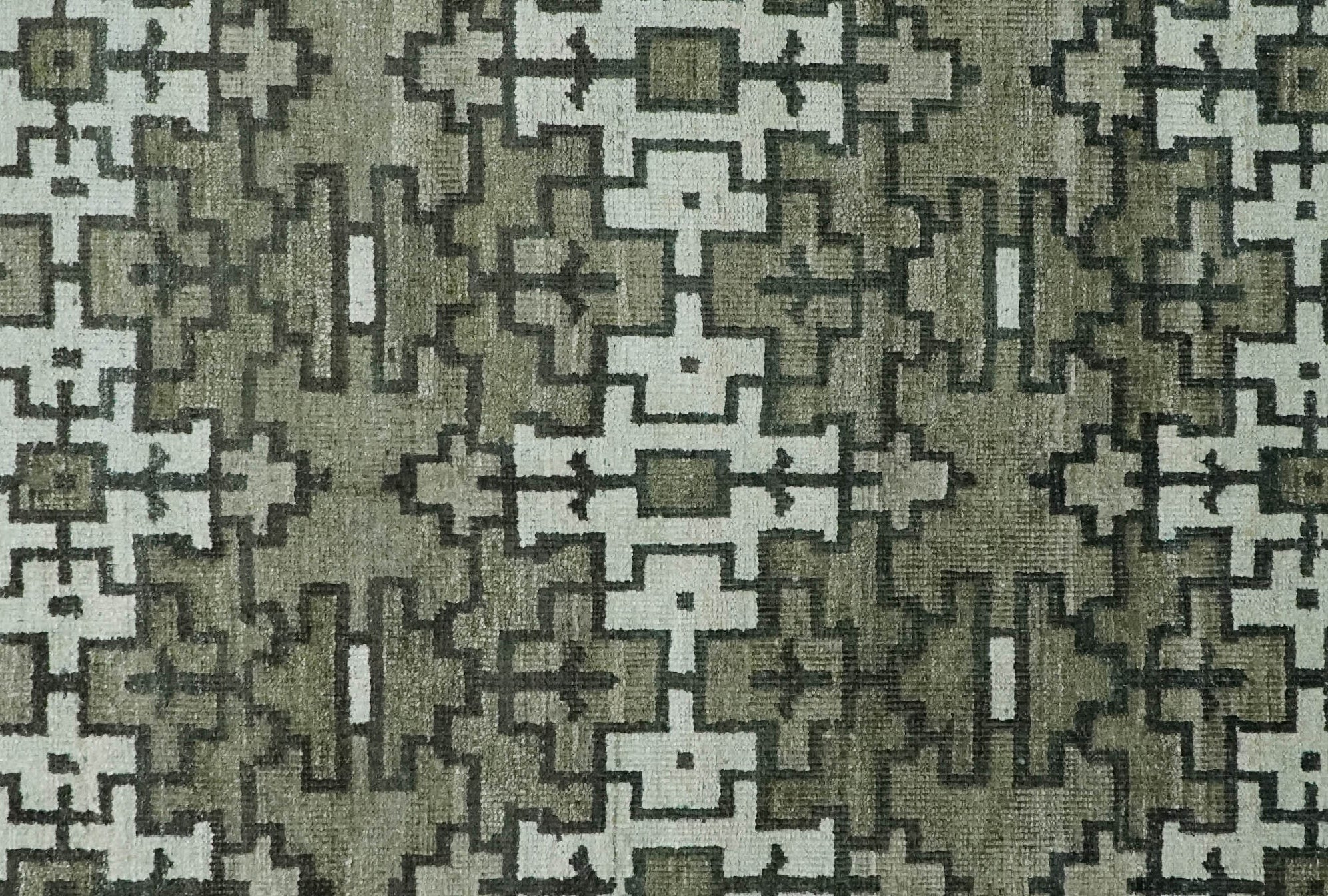 5x8 Hand Knotted Gray, Charcoal and Ivory Modern Contemporary Southwestern Tribal Trellis Recycled Silk Area Rug | OP124 - Image 8