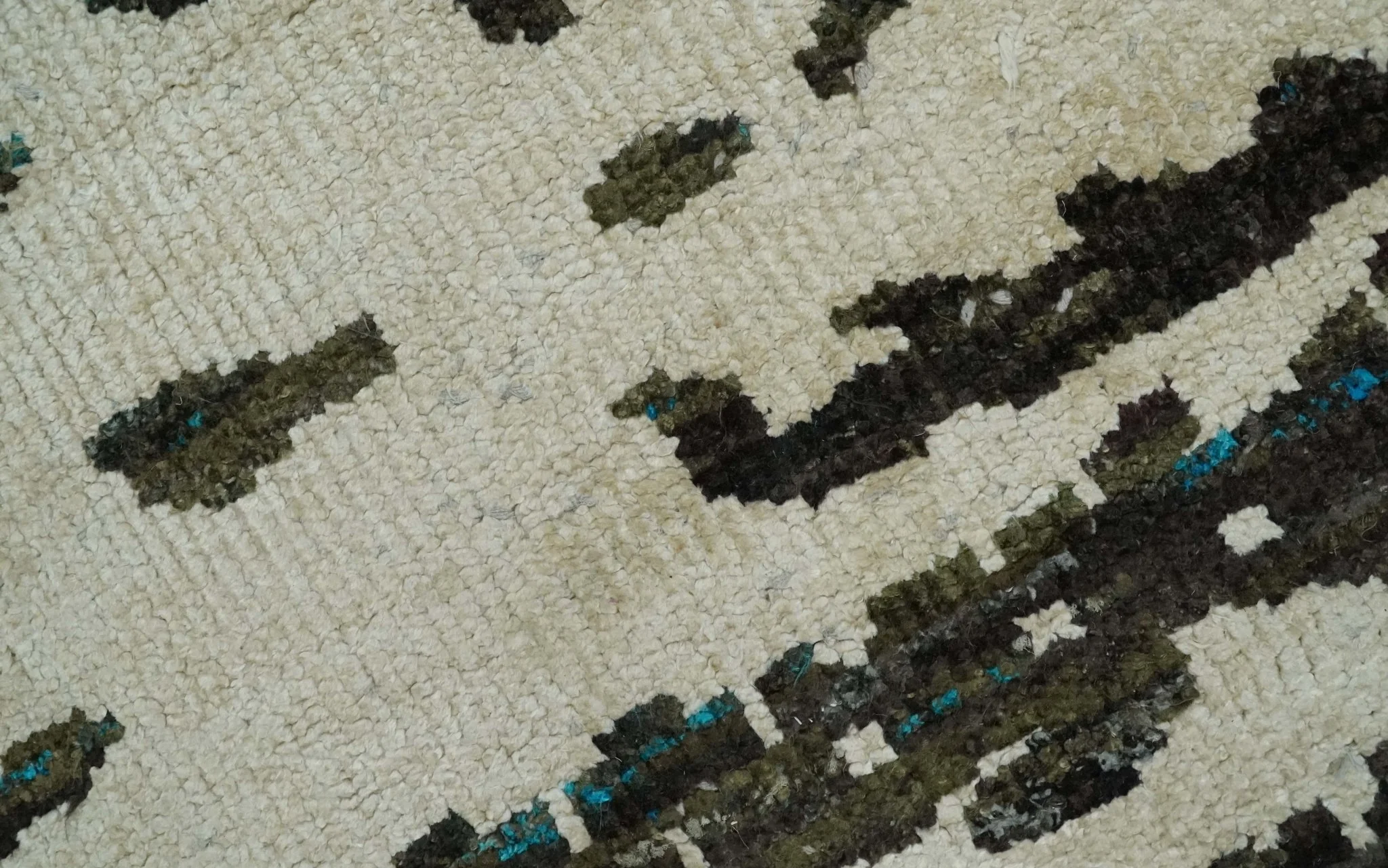 5x8 Hand Knotted Ivory and Brown Modern Abstract Contemporary Recycled Silk Area Rug | OP105 - Image 4